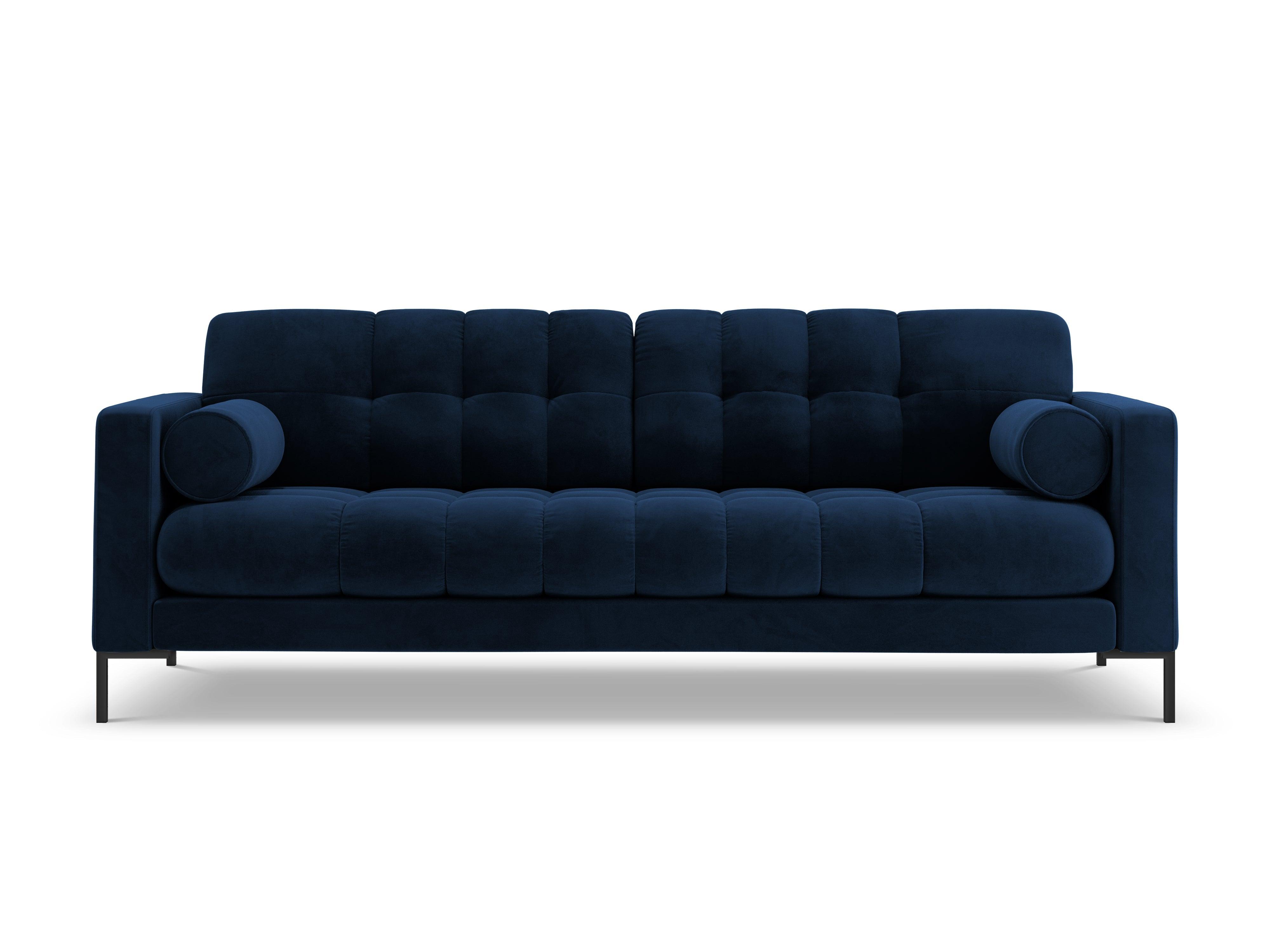 Sofa velvet 3-seater BALI royal blue with black base - Eye on Design