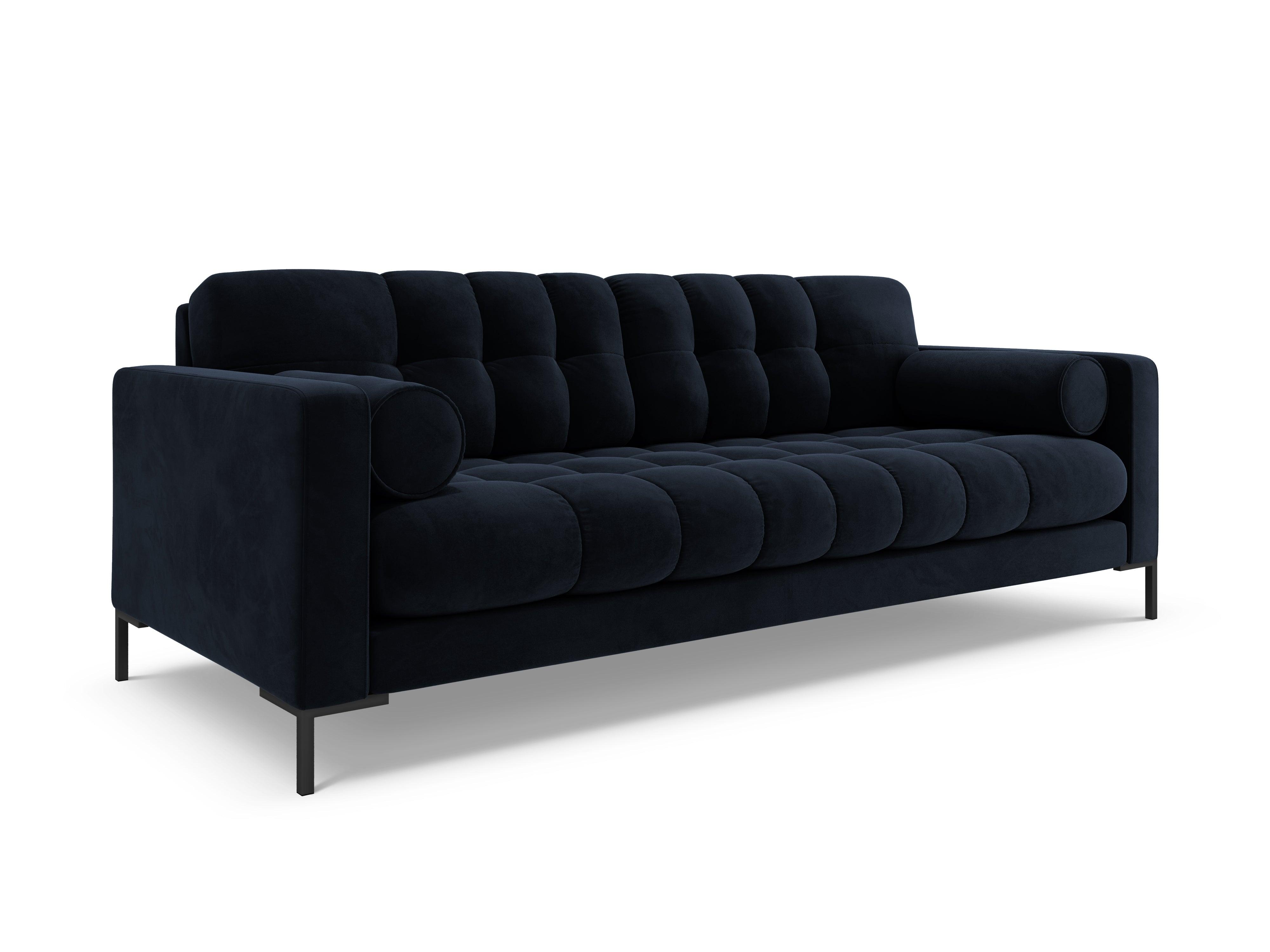 Sofa velvet 4-seater BALI dark blue with black base - Eye on Design