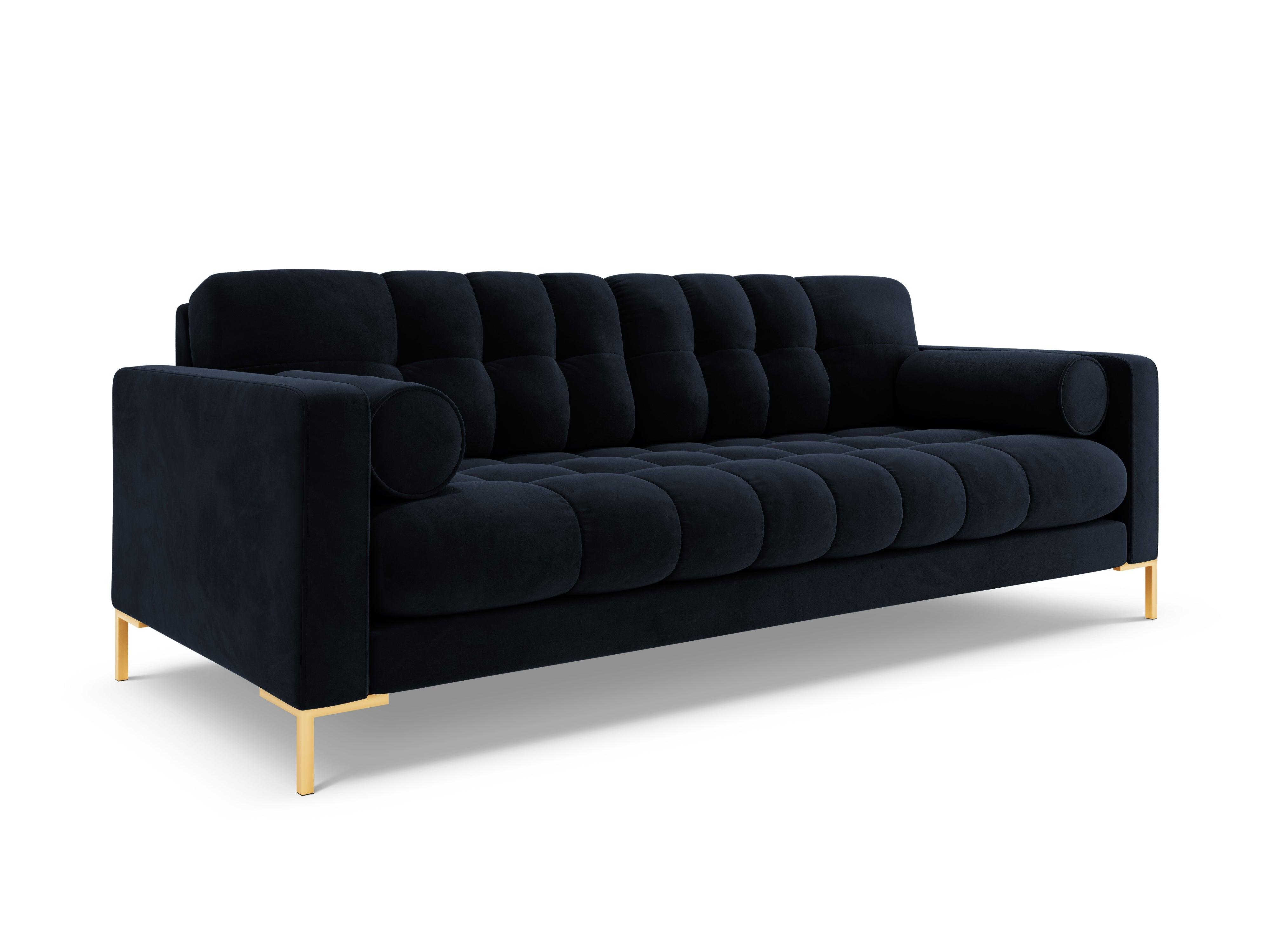 Sofa velvet 4-seater BALI dark blue with gold base - Eye on Design