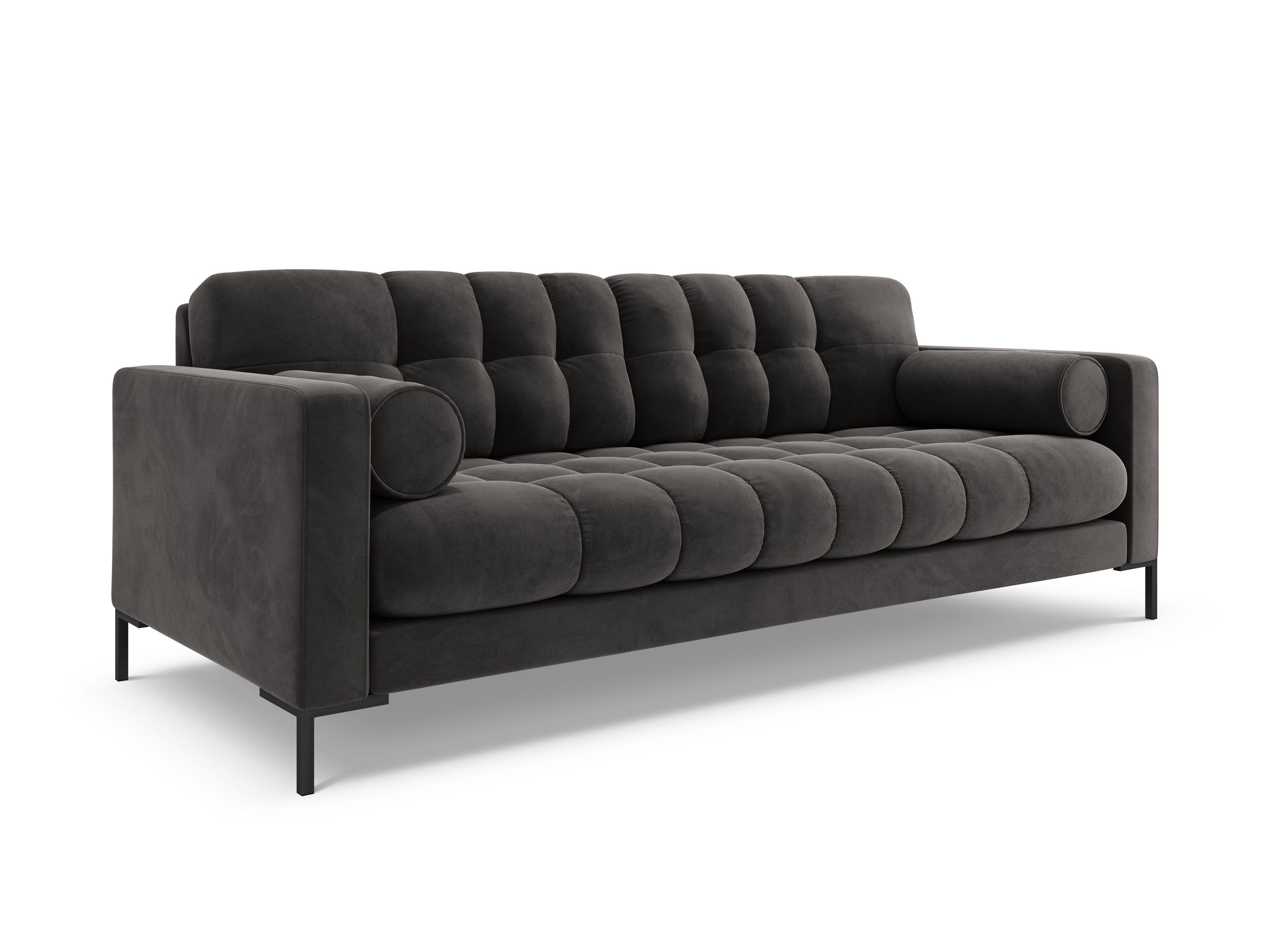 Sofa velvet 4-seater BALI dark grey with black base - Eye on Design