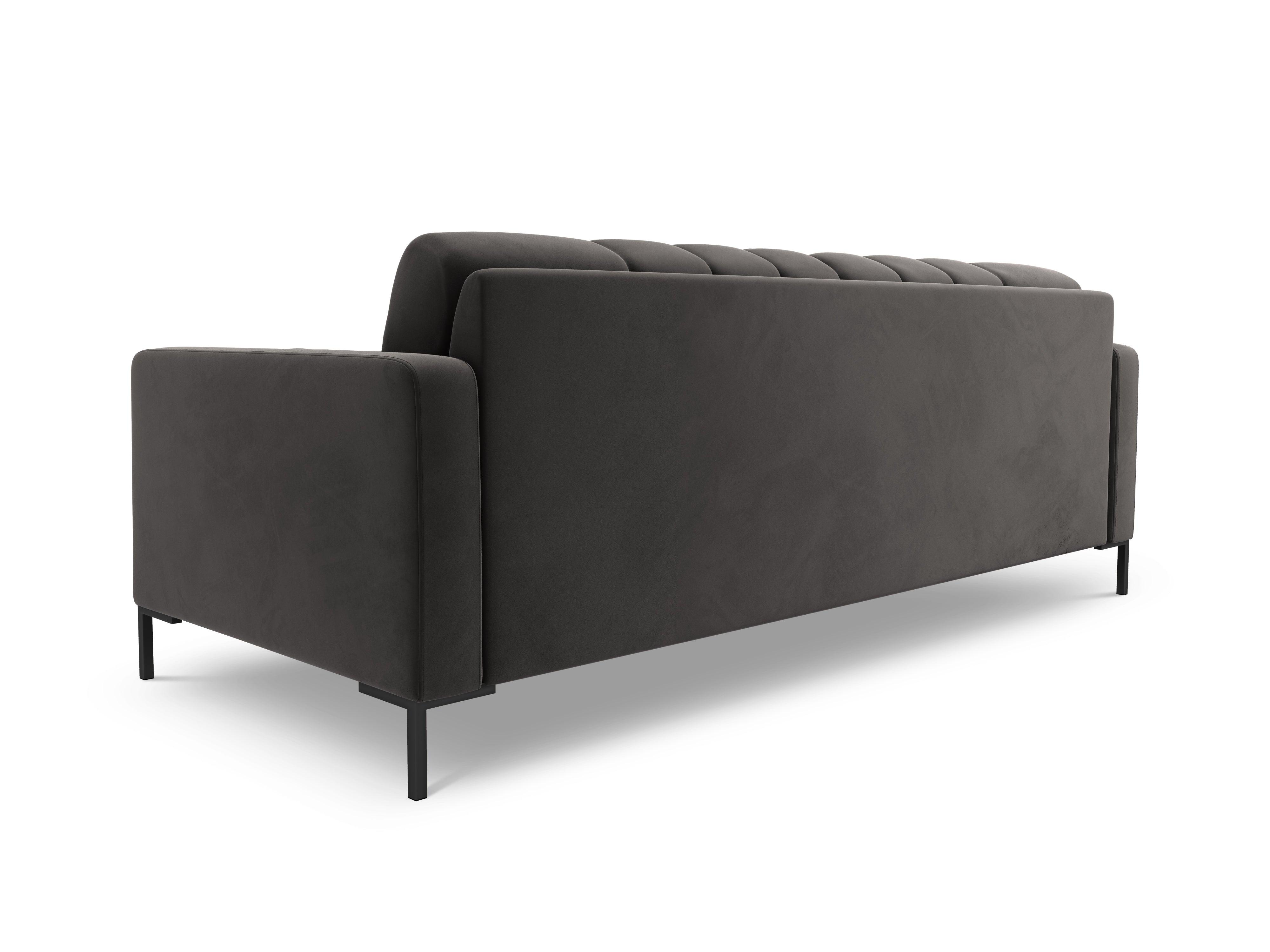 Sofa velvet 4-seater BALI dark grey with black base - Eye on Design