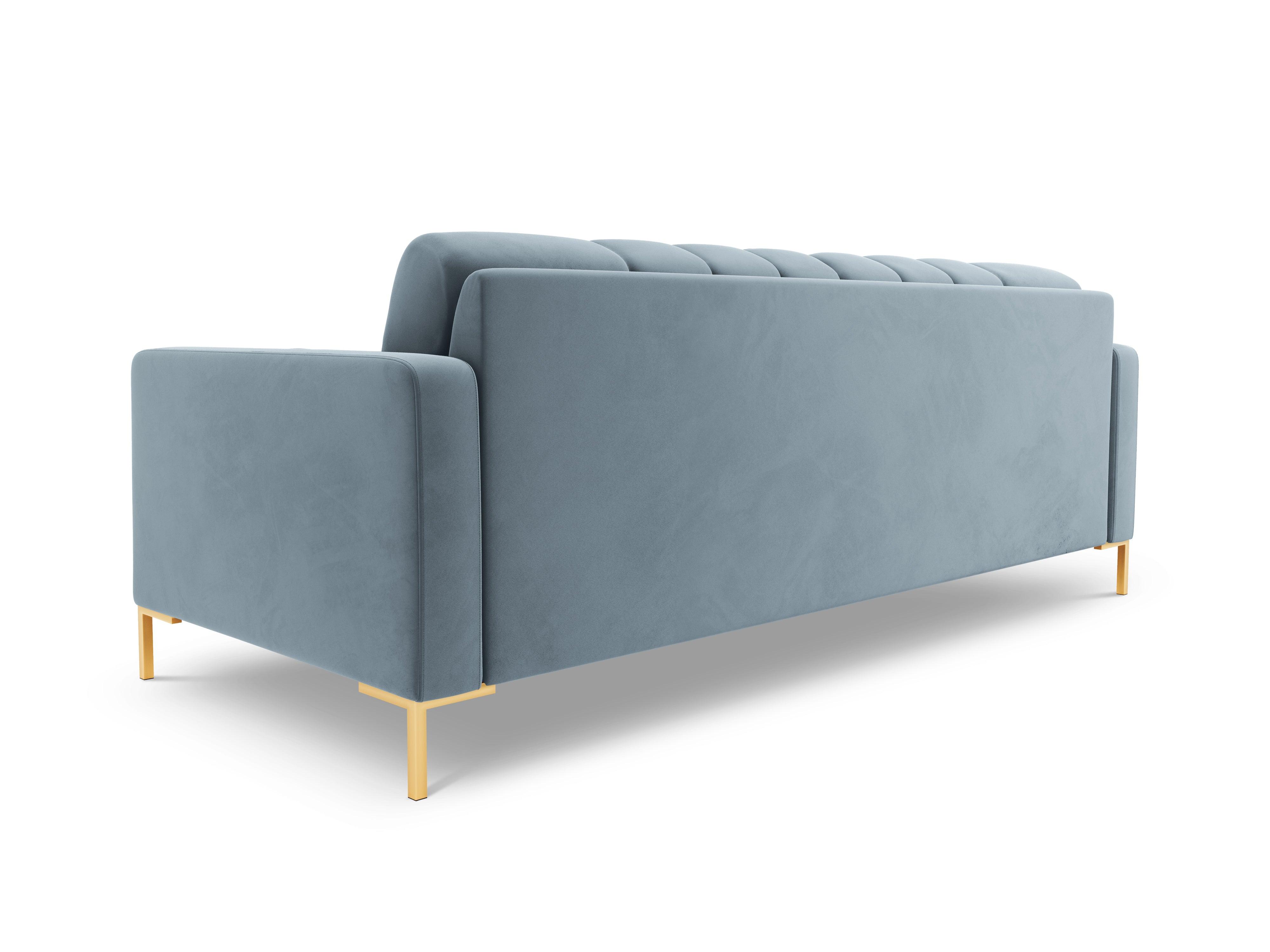 Sofa velvet 4-seater BALI light blue with gold base - Eye on Design