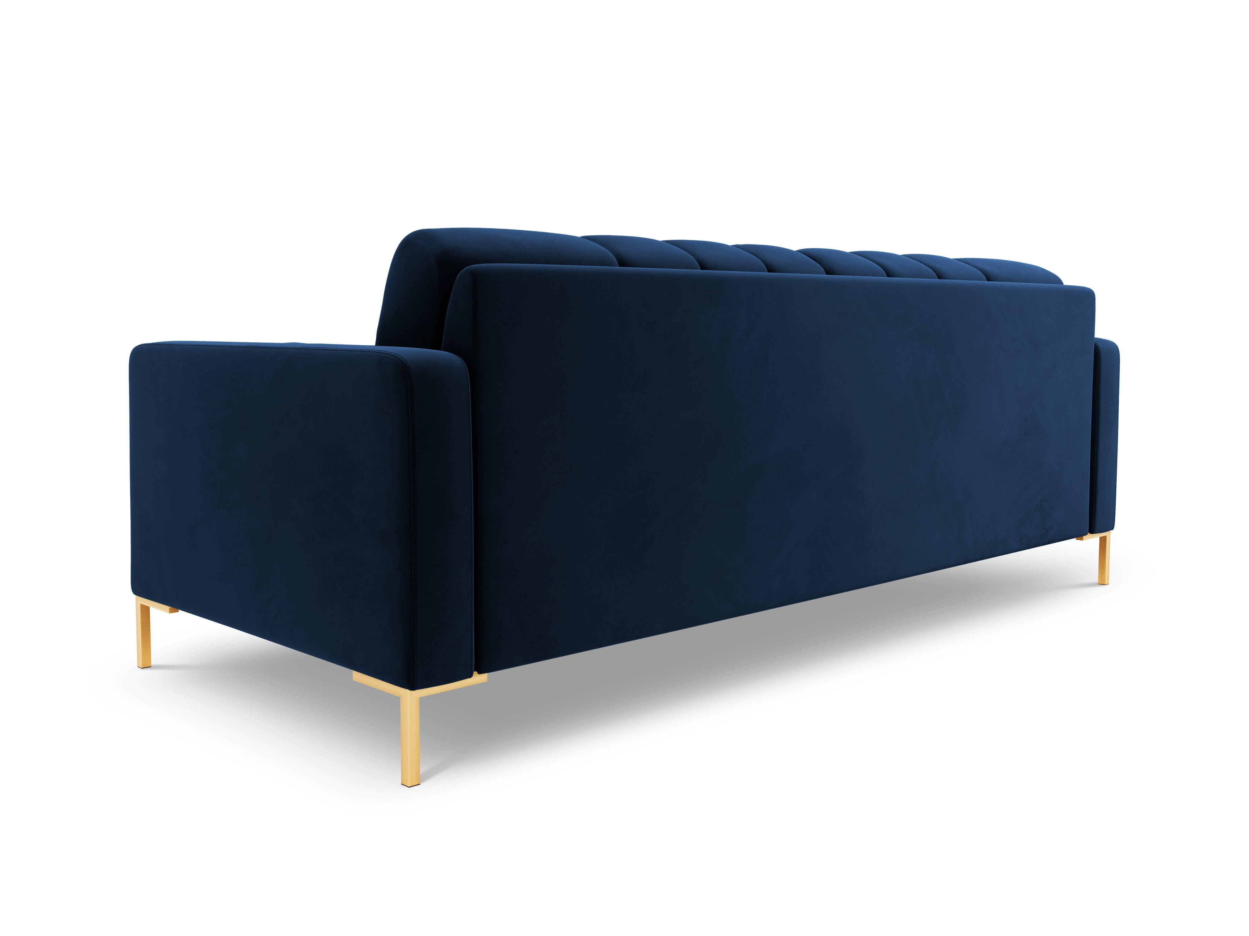 Sofa velvet 4-seater BALI royal blue with gold base - Eye on Design