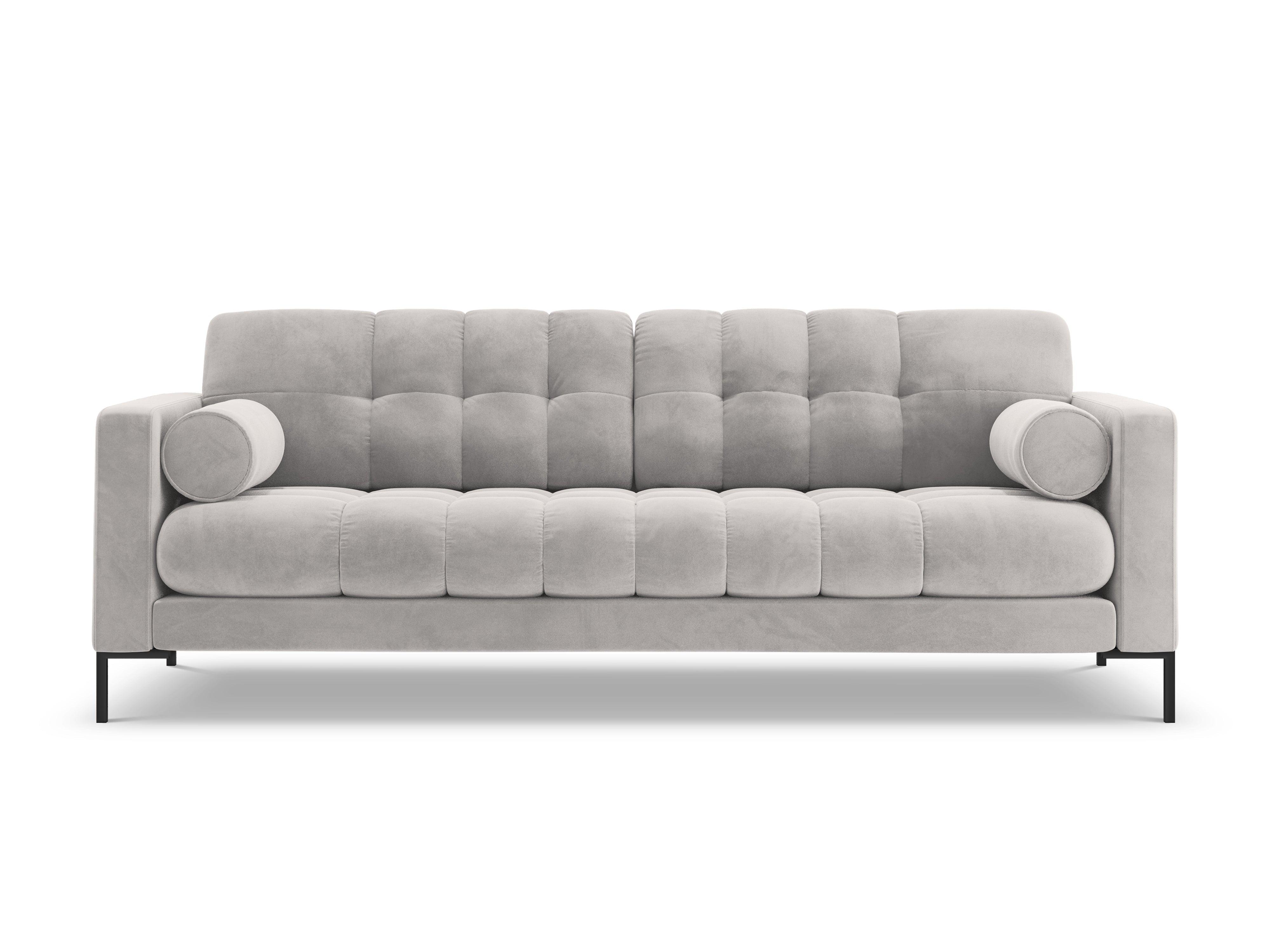 Sofa velvet 4-seater BALI silver with black base - Eye on Design