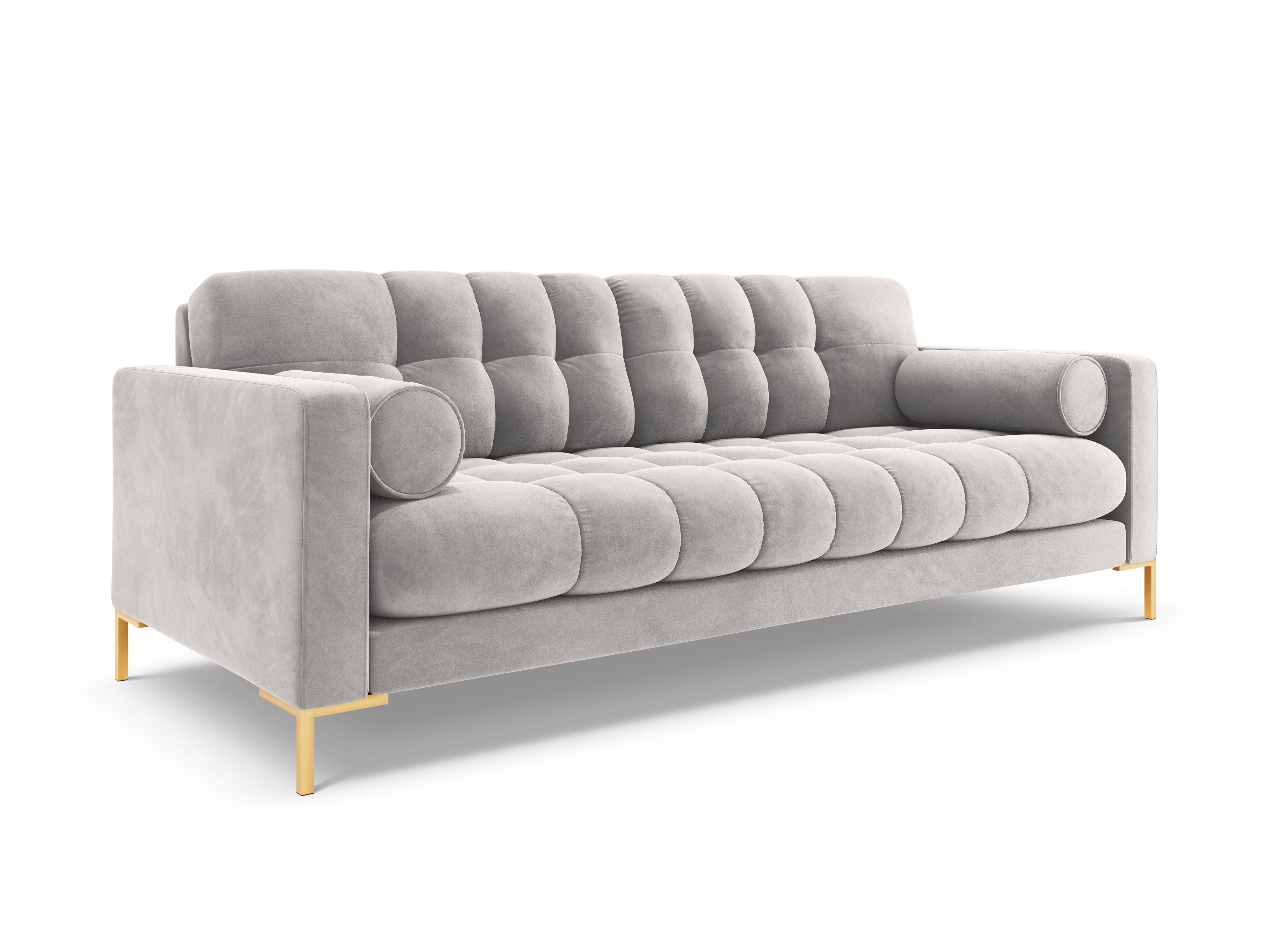 Sofa velvet 4-seater BALI silver with gold base - Eye on Design