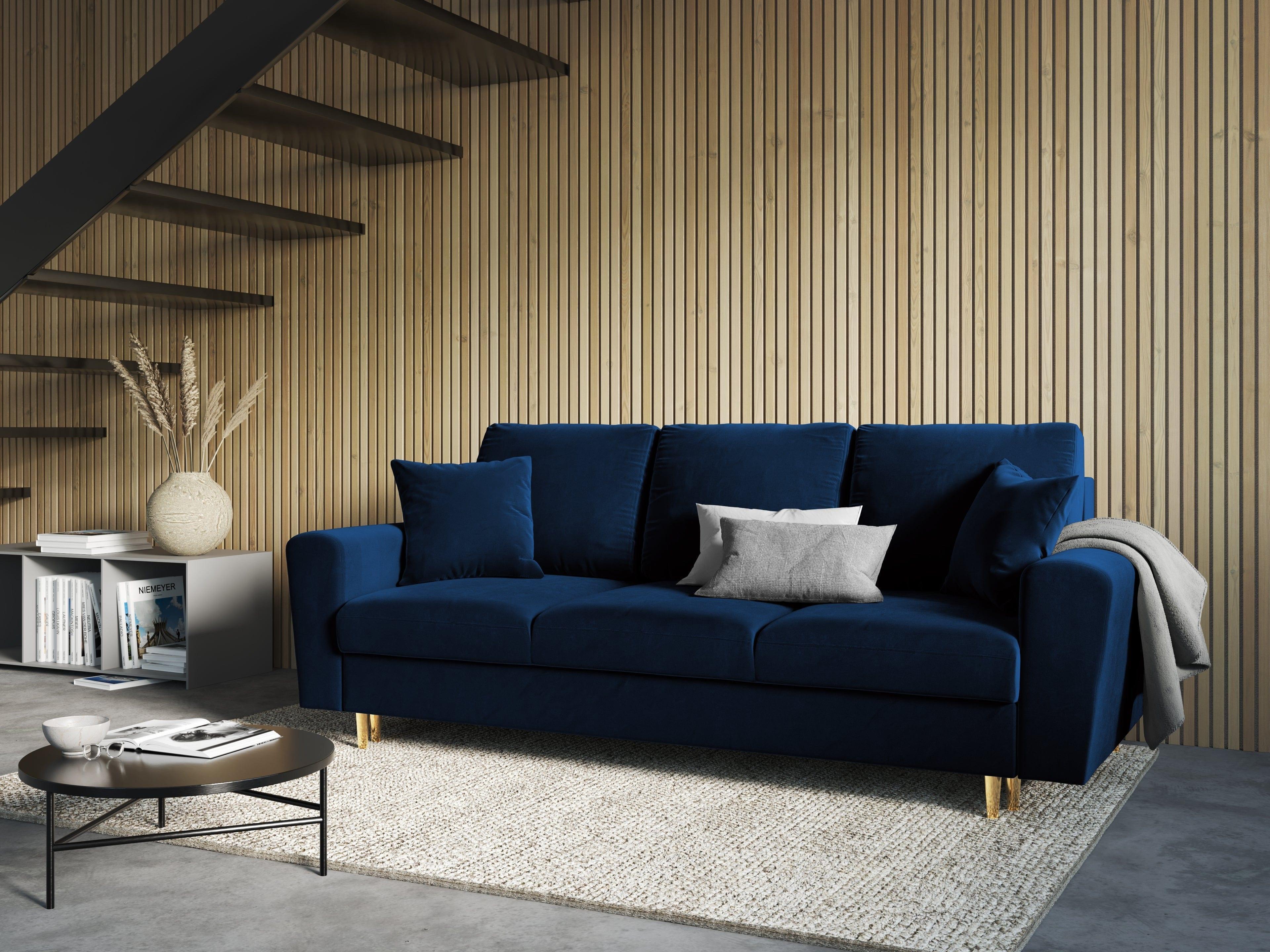 Sofa with sleeping function KYOTO blue with golden base - Eye on Design