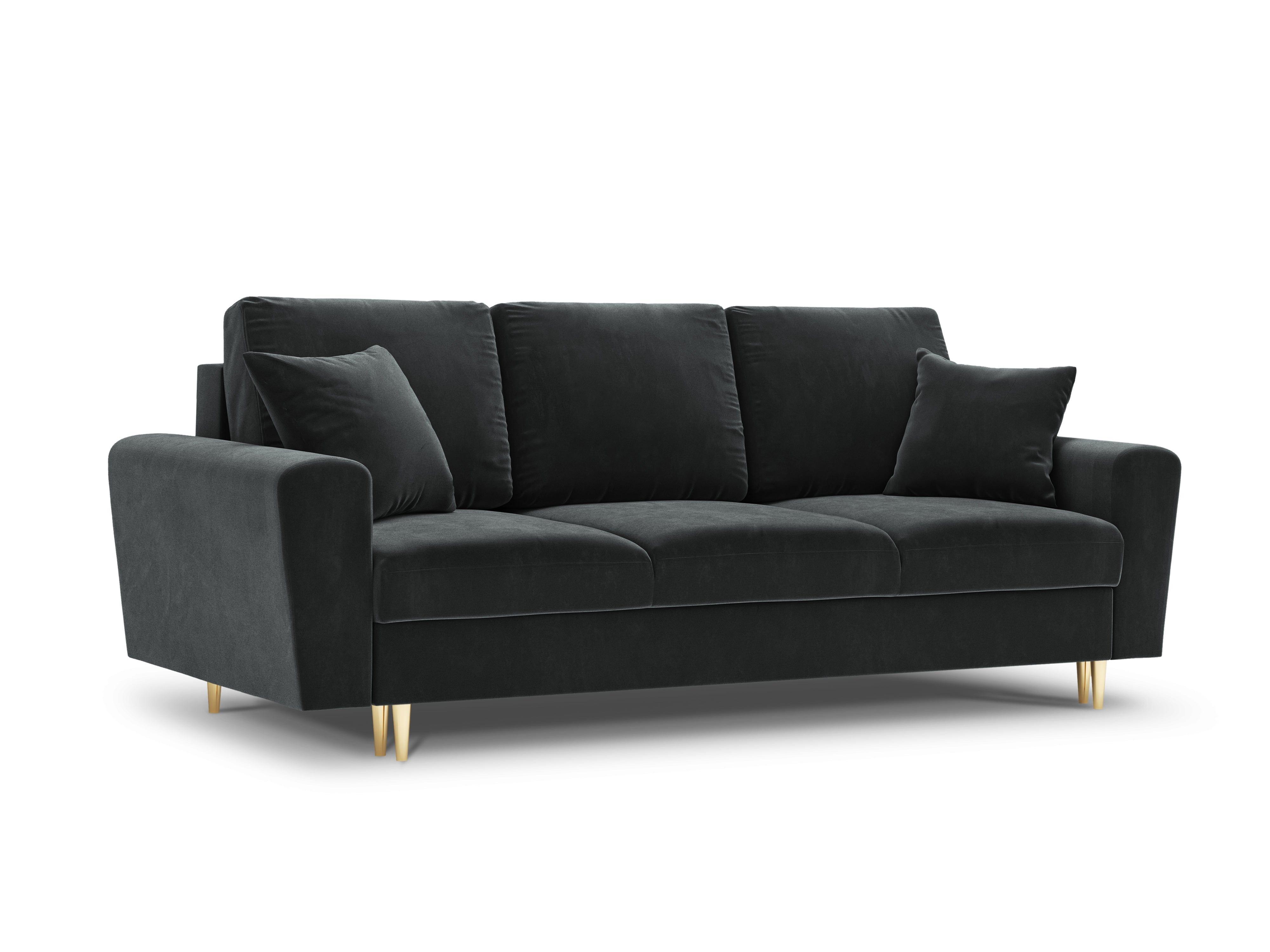 Sofa with sleeping function KYOTO dark grey with golden base - Eye on Design