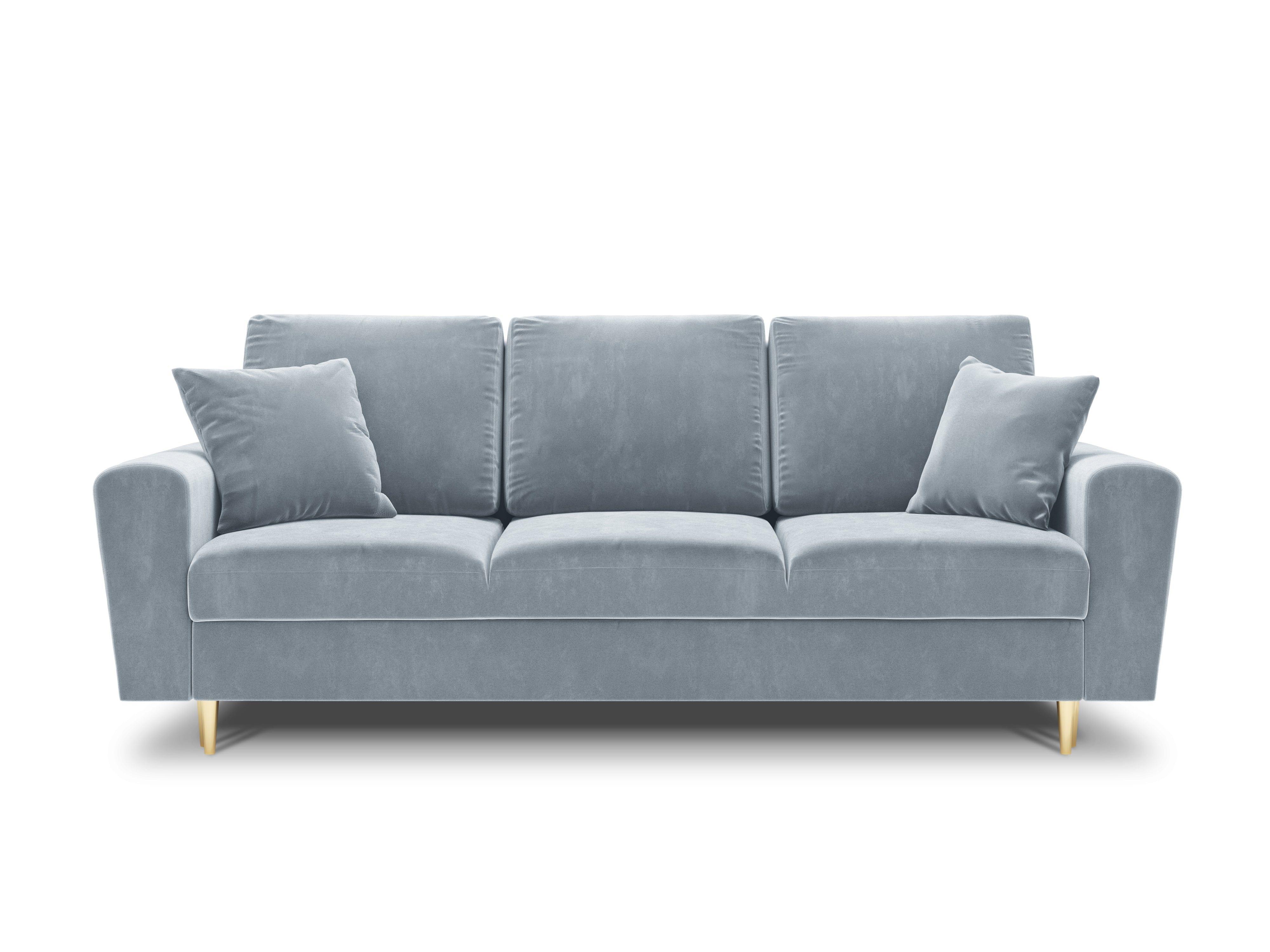 Sofa with sleeping function KYOTO light blue with golden base - Eye on Design