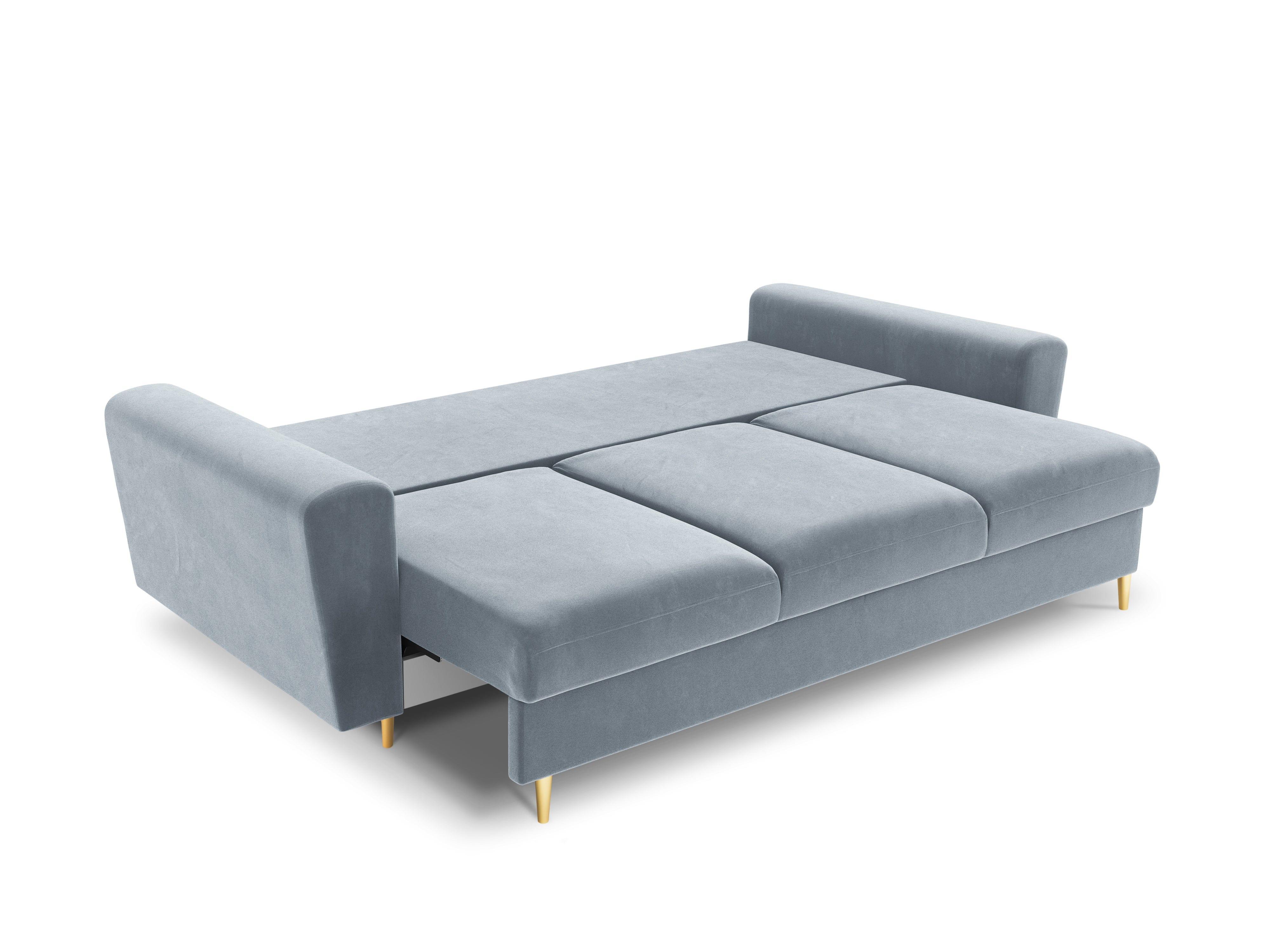 Sofa with sleeping function KYOTO light blue with golden base - Eye on Design