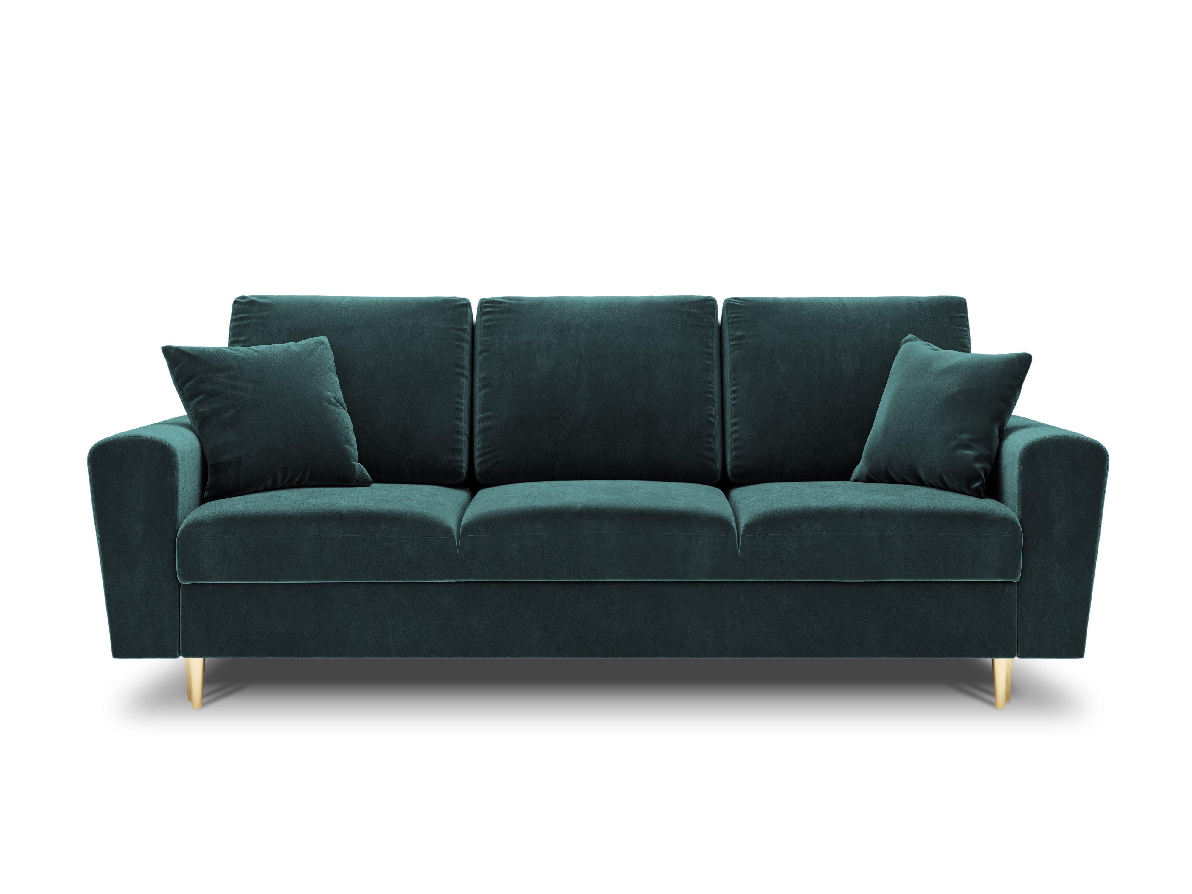 Sofa with sleeping function KYOTO petrol with golden base - Eye on Design