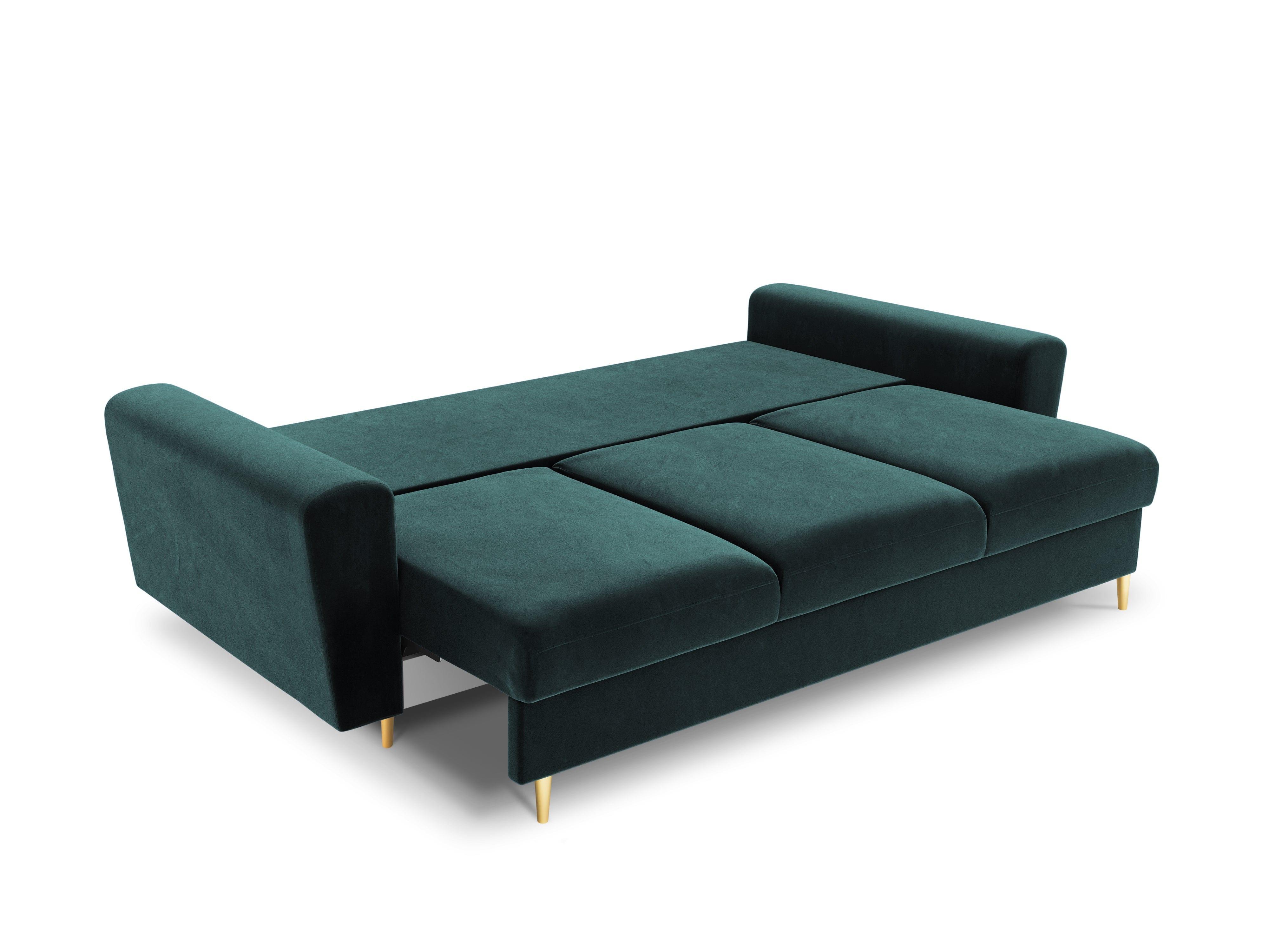 Sofa with sleeping function KYOTO petrol with golden base - Eye on Design