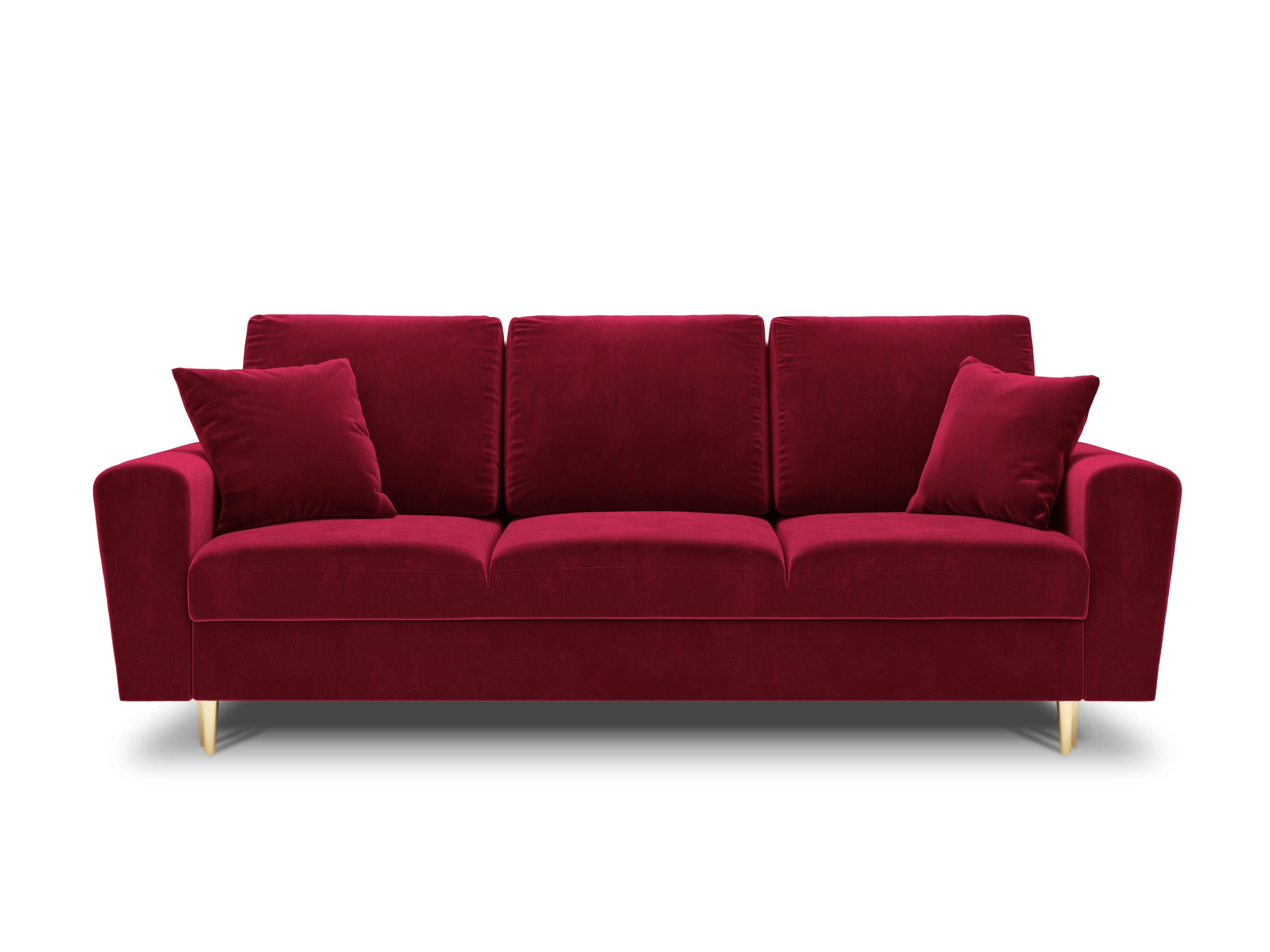 Sofa with sleeping function KYOTO red with golden base - Eye on Design