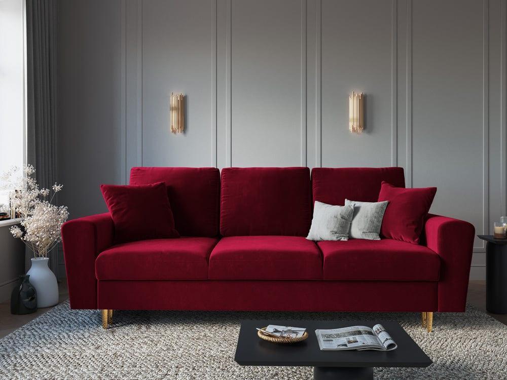 Sofa with sleeping function KYOTO red with golden base - Eye on Design