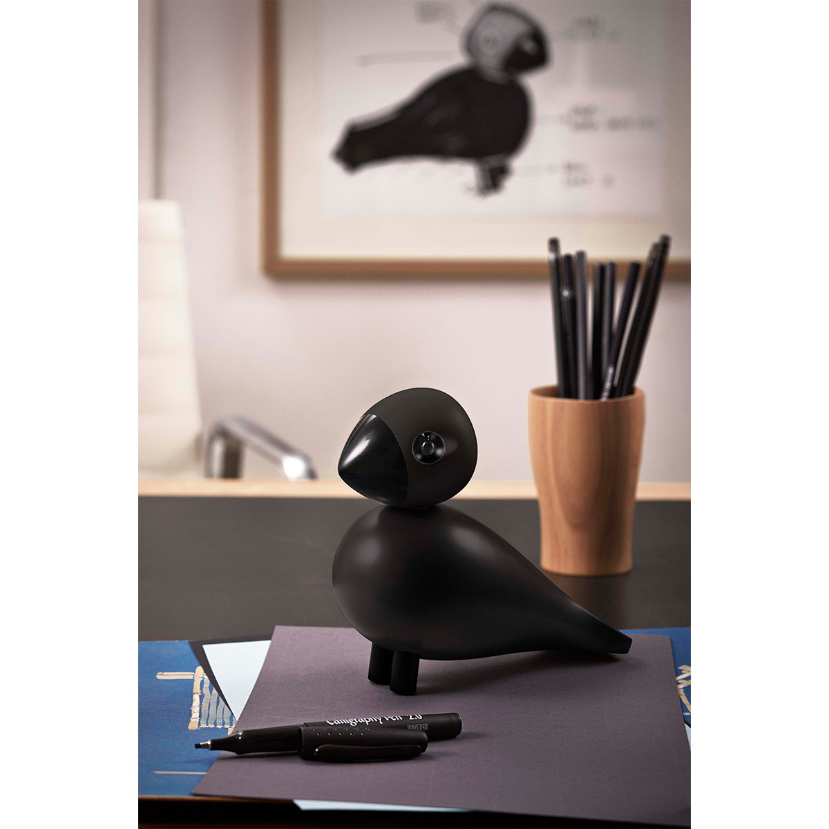 Decorative figurine SONGBIRD RAVEN black