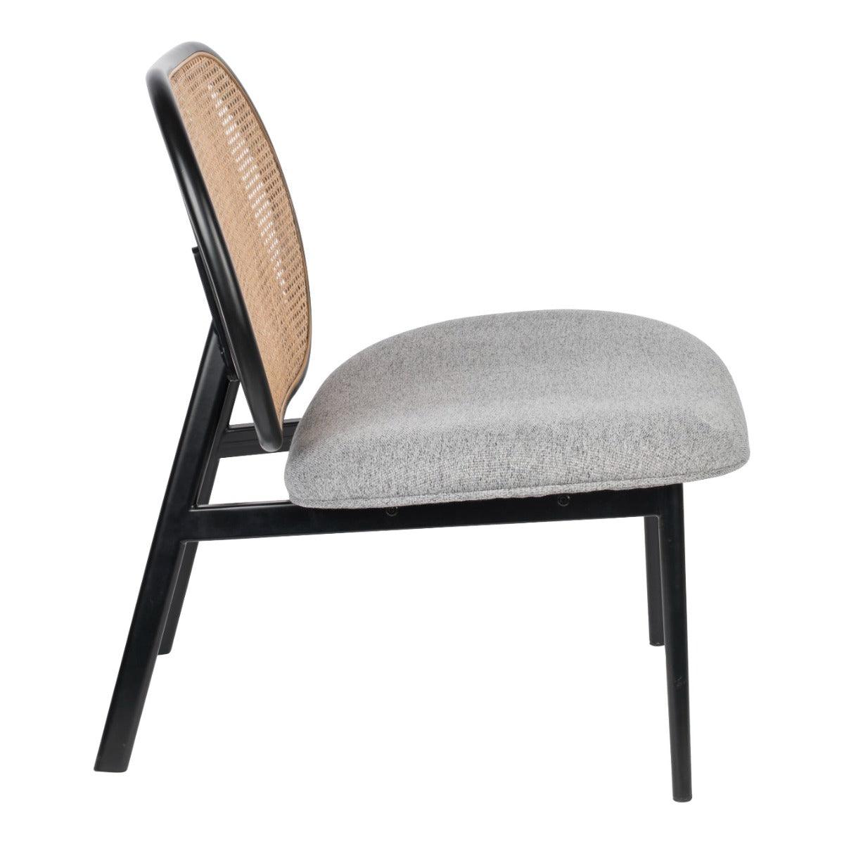 SPIKE armchair grey with rattan backrest, Zuiver, Eye on Design