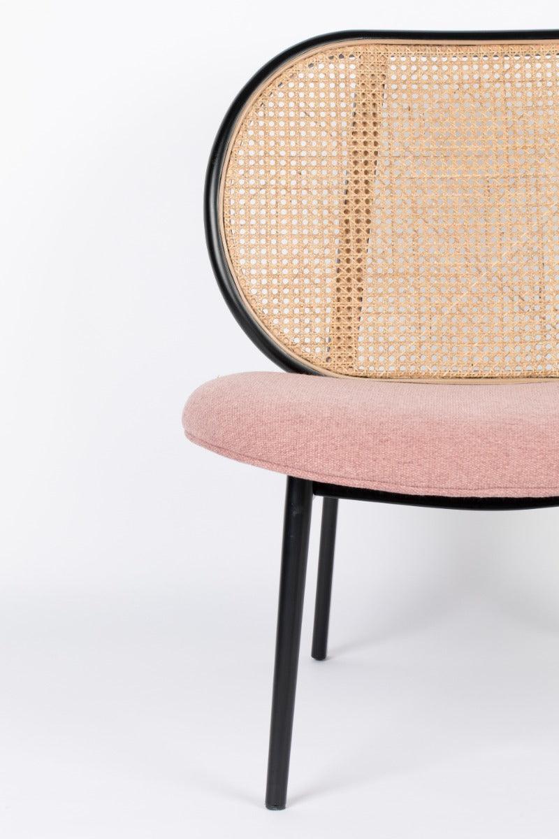 SPIKE armchair pink with rattan backrest, Zuiver, Eye on Design