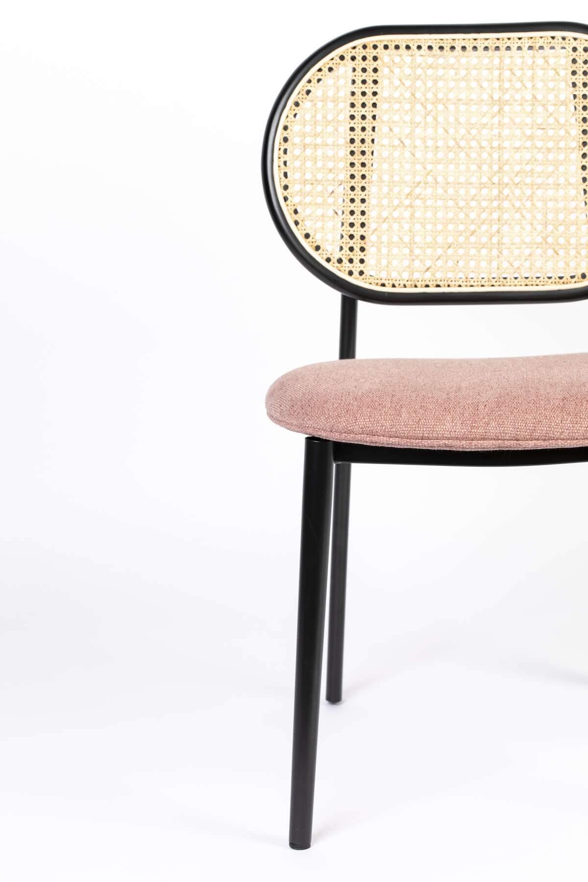 SPIKE chair pink with rattan backrest, Zuiver, Eye on Design