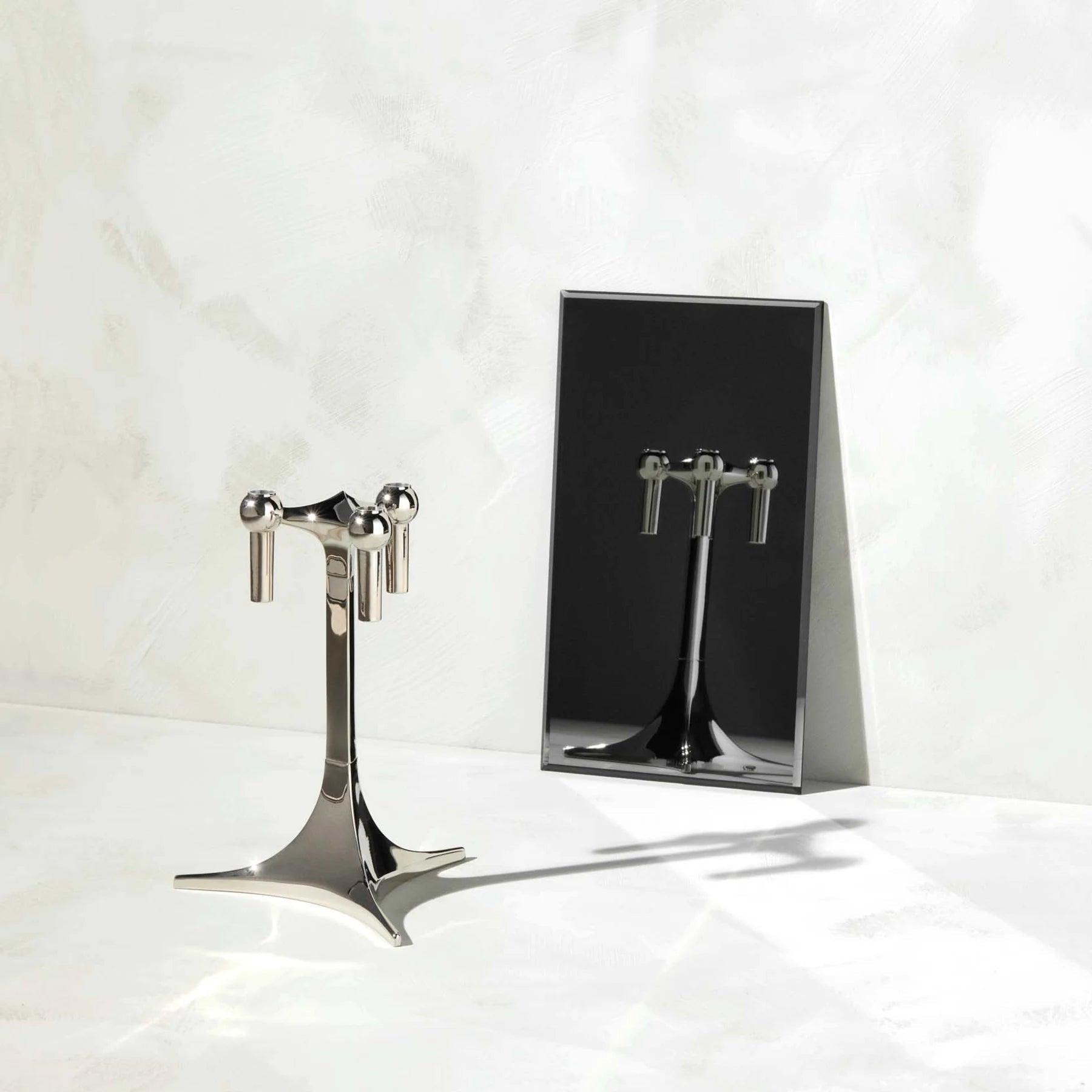 STOFF NAGEL chrome tall candle holder - Eye on Design