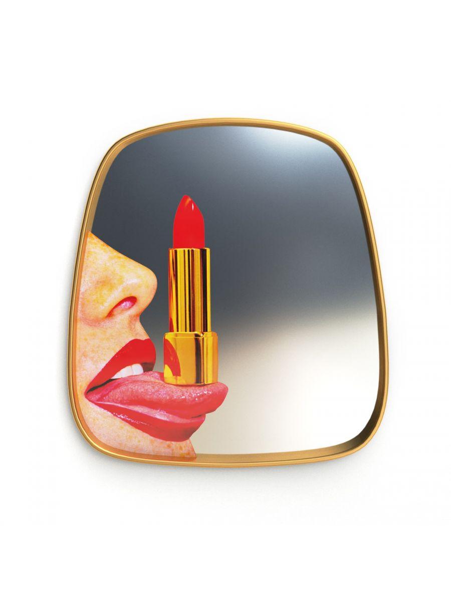 TONGUE decorative mirror in golden frame - Eye on Design