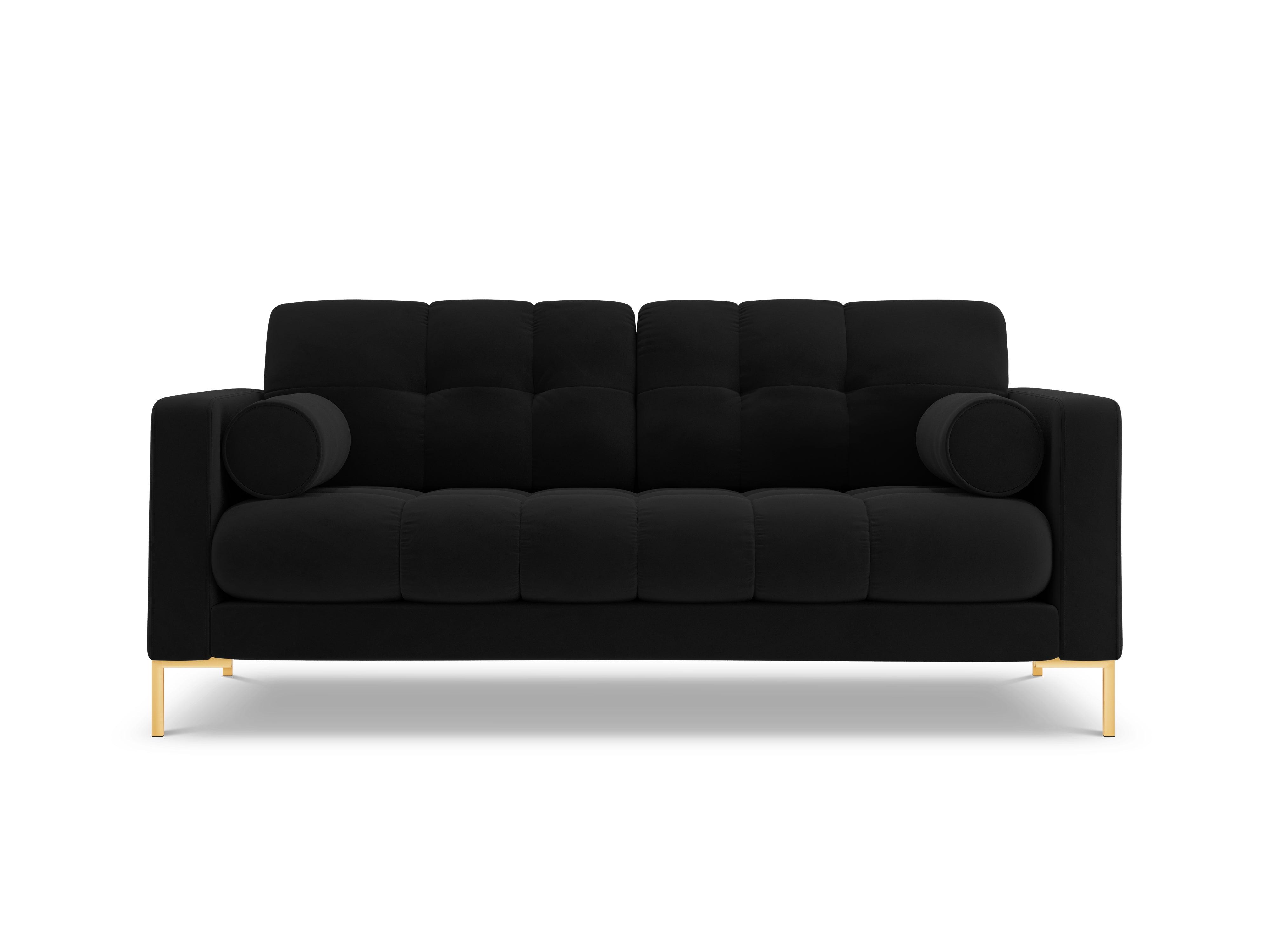 Velvet 2-seater sofa BALI black with gold base - Eye on Design