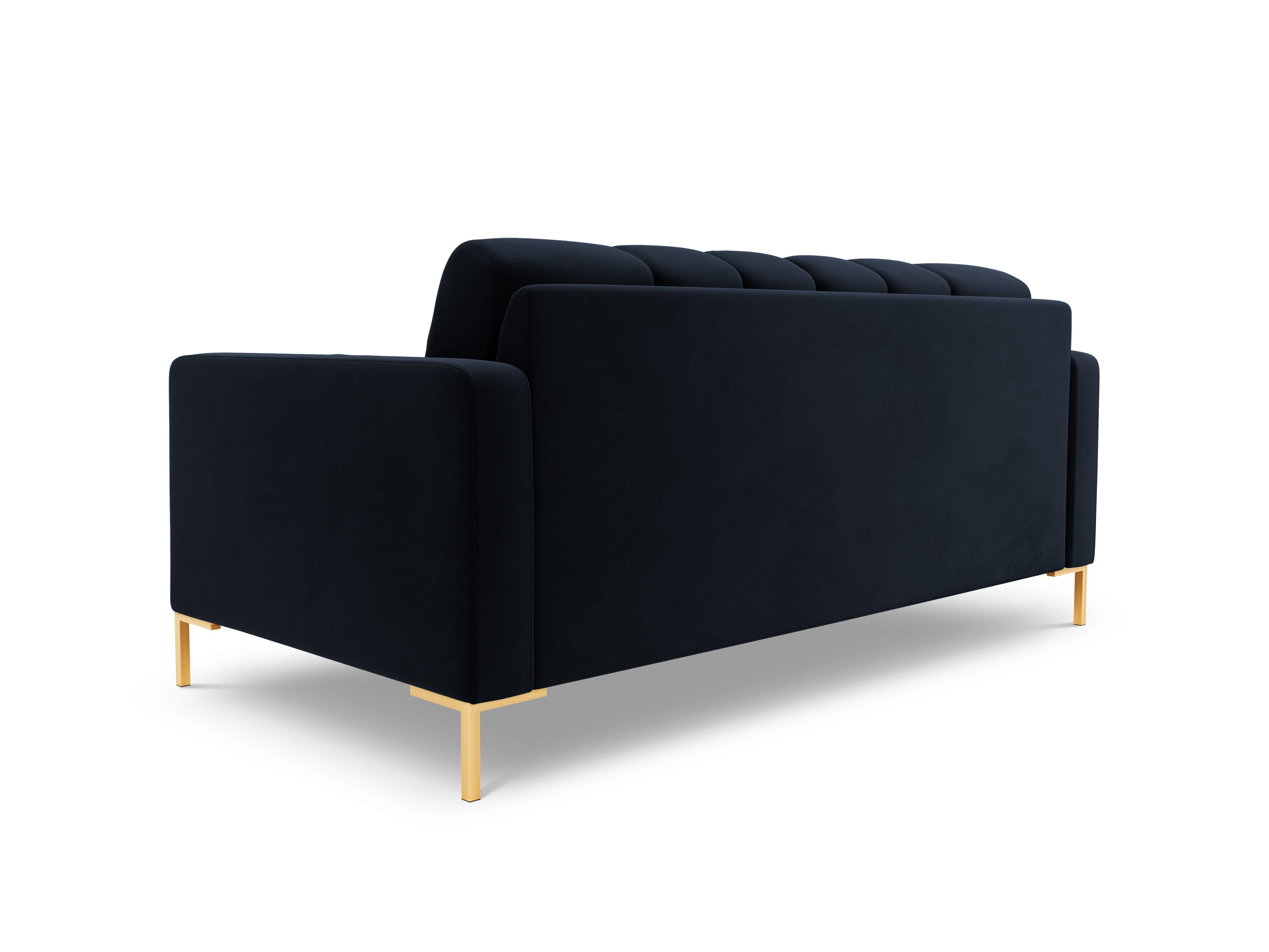 Velvet 2-seater sofa BALI dark blue with gold base - Eye on Design