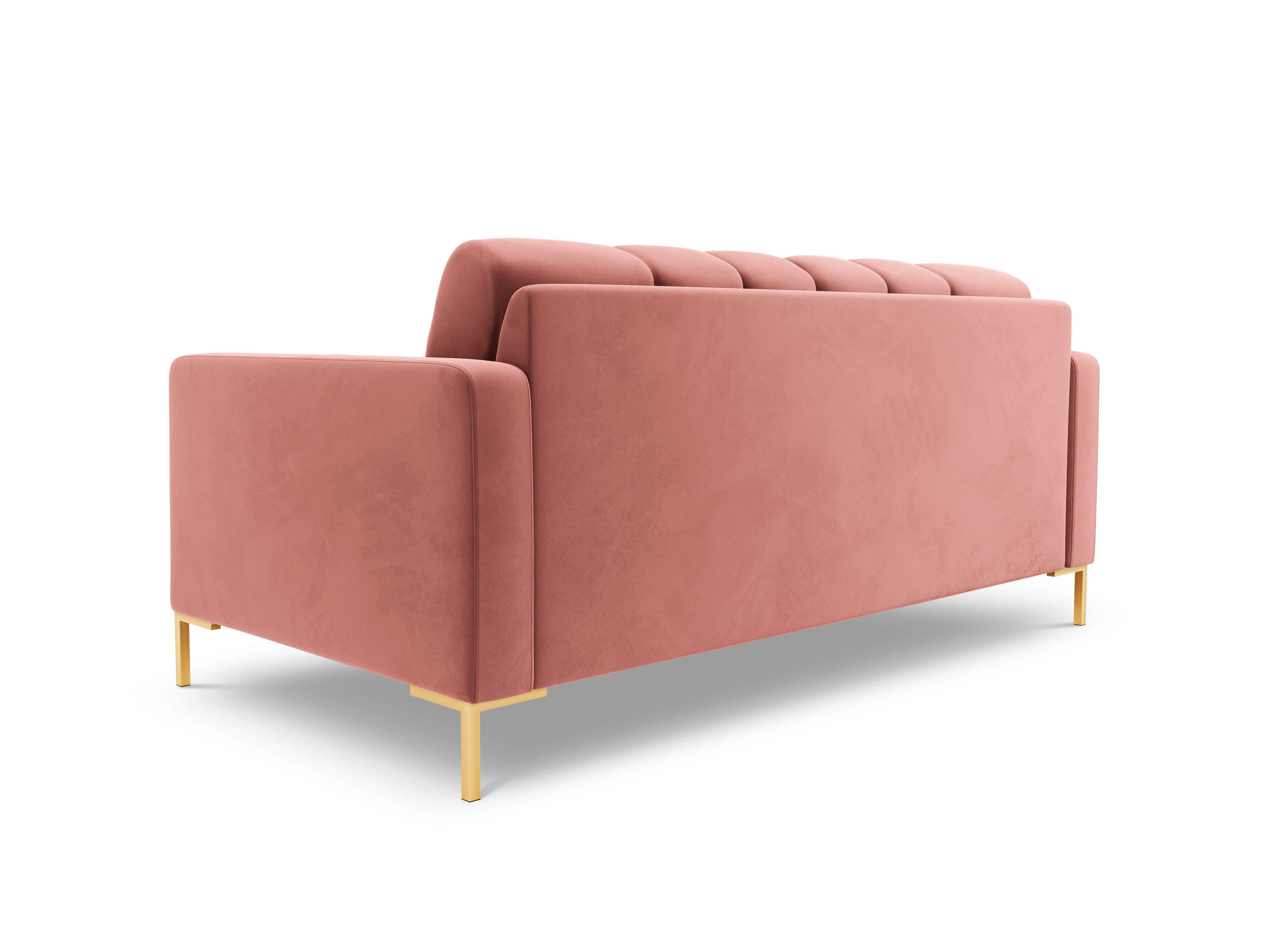 Velvet 2-seater sofa BALI pink with gold base - Eye on Design