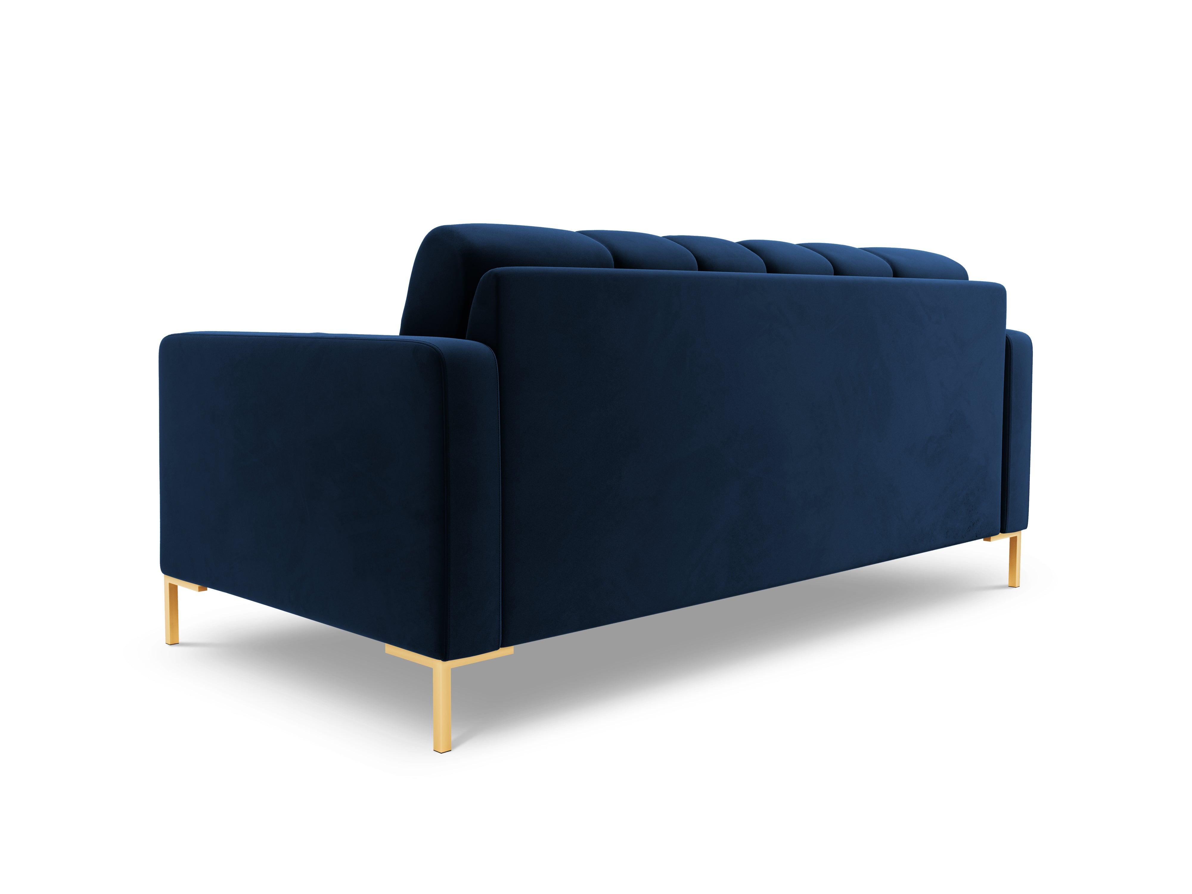 Velvet 2-seater sofa BALI royal blue with gold base - Eye on Design