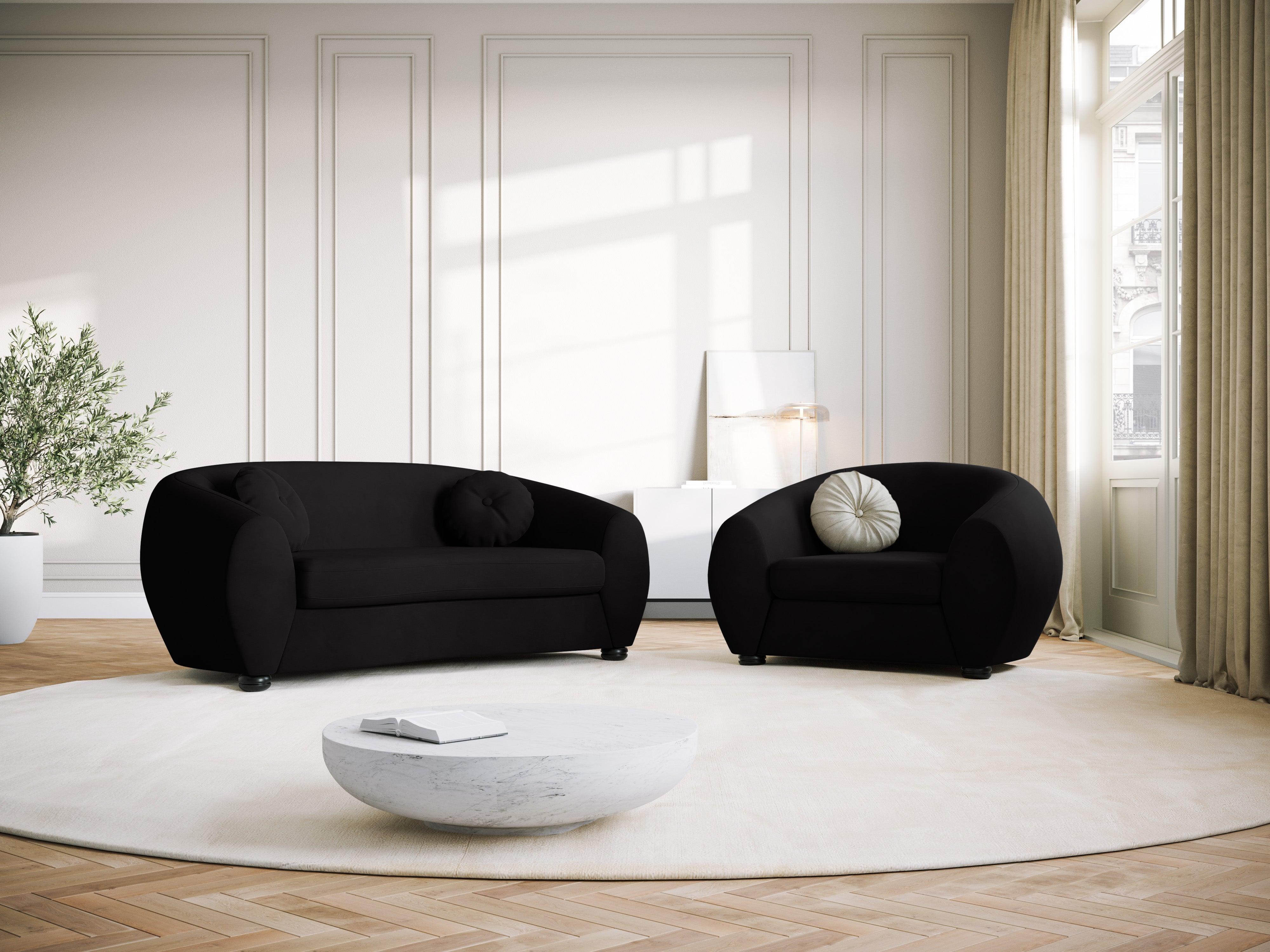 Sofa aksamitna 2-osobowa ELARA czarny, Windsor & Co, Eye on Design