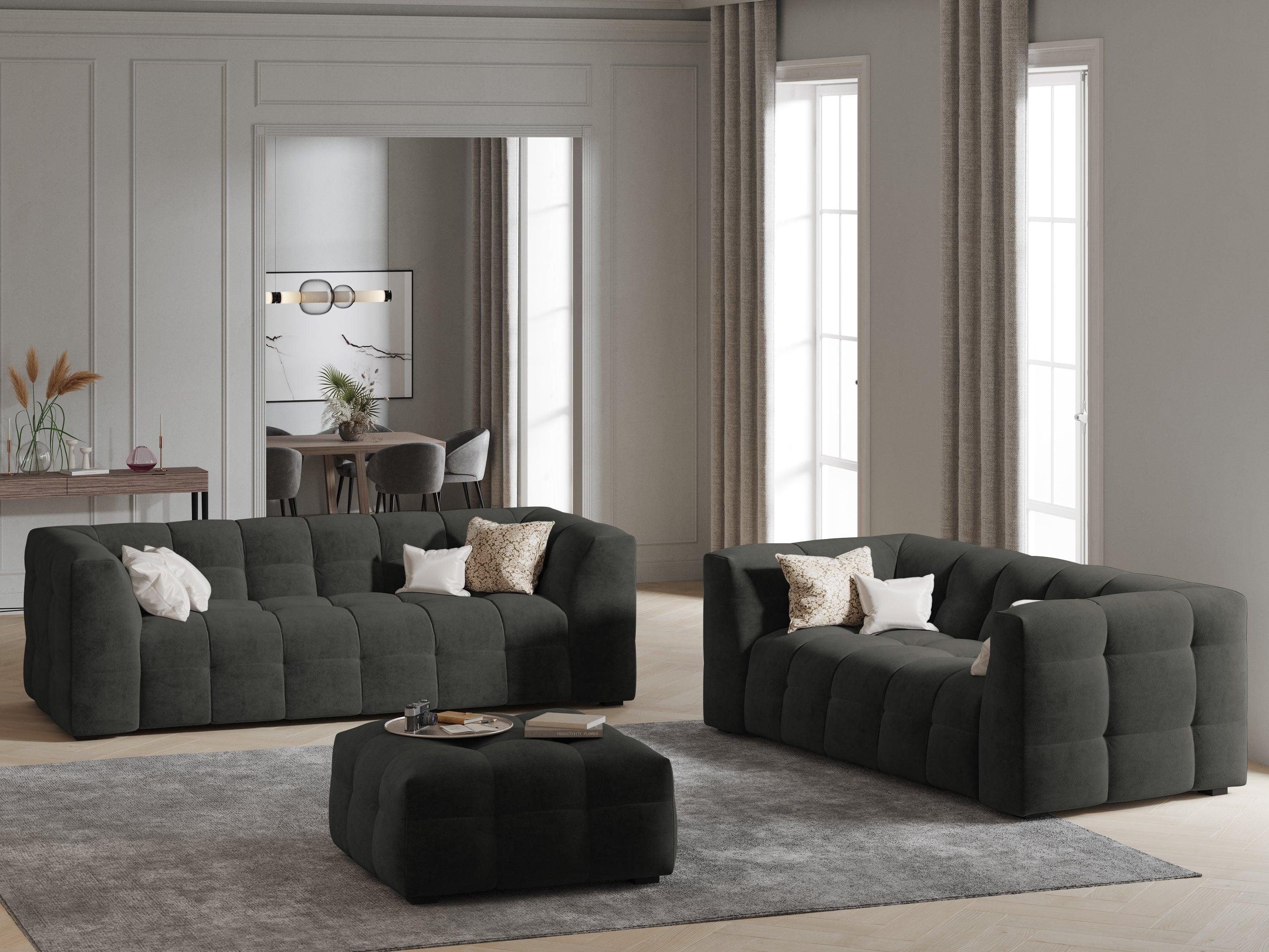 Velvet 2-seater sofa VESTA dark grey - Eye on Design