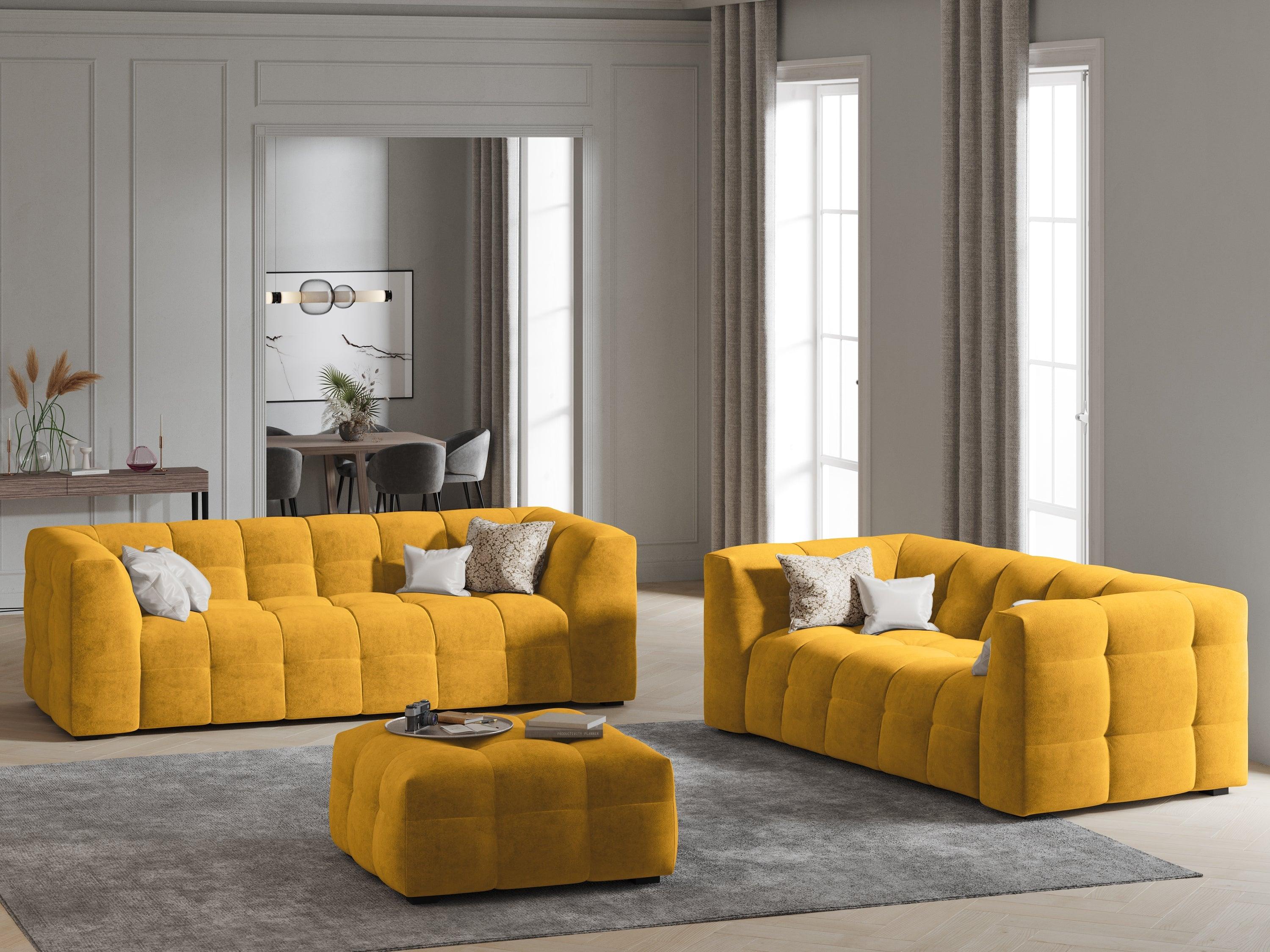 Velvet 2-seater sofa VESTA yellow - Eye on Design