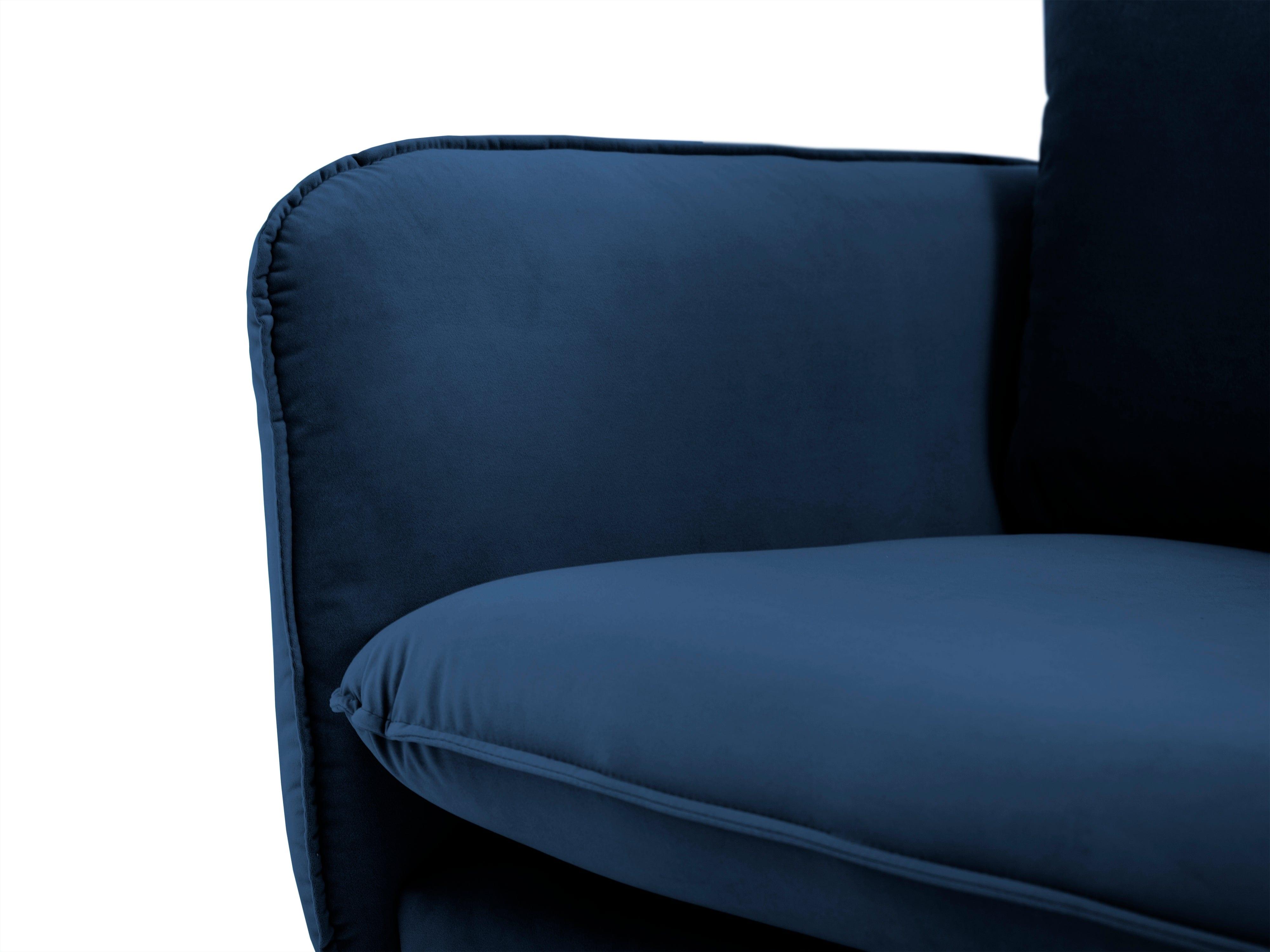 Velvet 2-seater sofa VIENNA blue with black base - Eye on Design