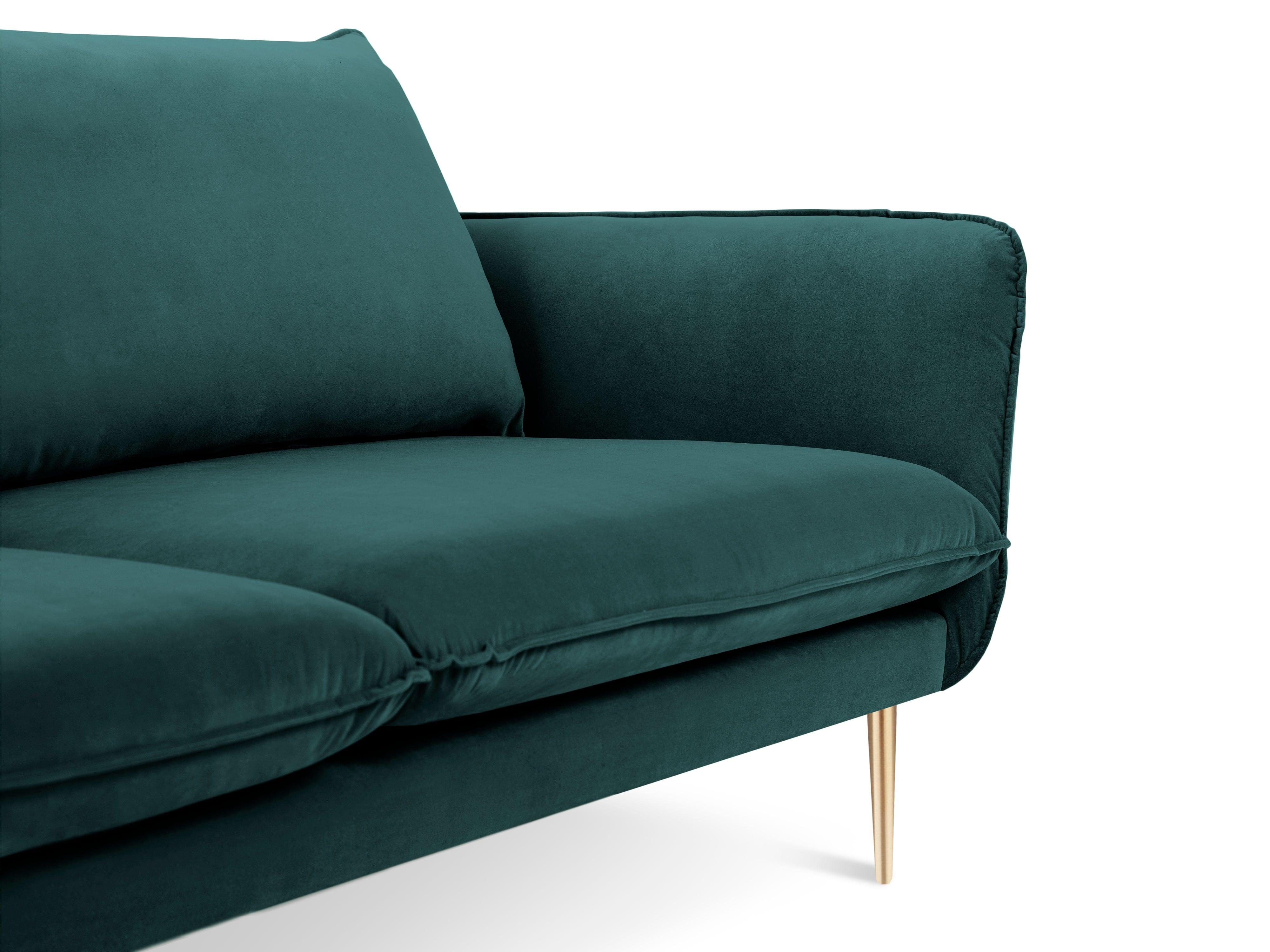 Velvet 2-seater sofa VIENNA marine with gold base - Eye on Design