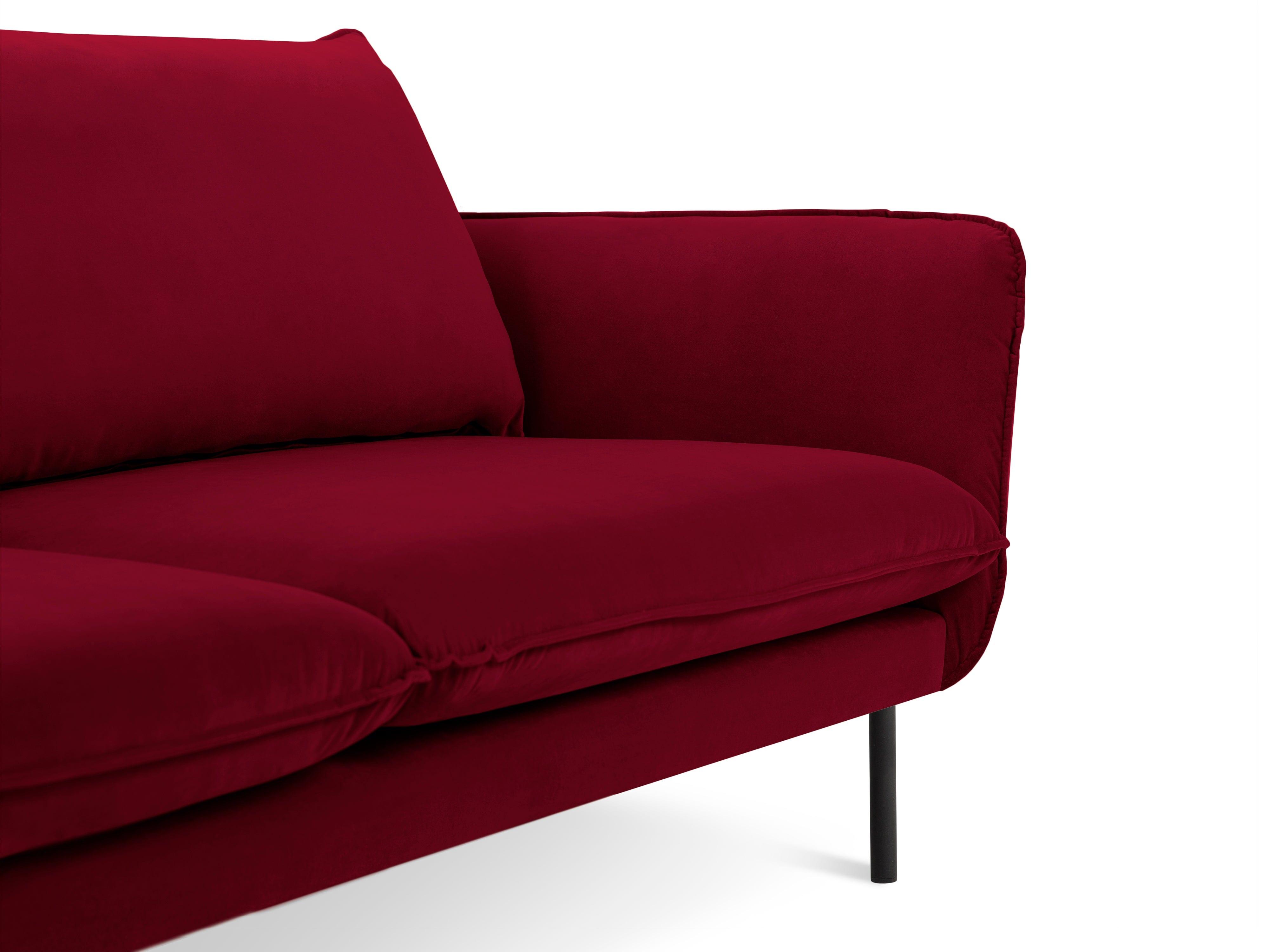 Velvet 2-seater sofa VIENNA maroon with black base - Eye on Design