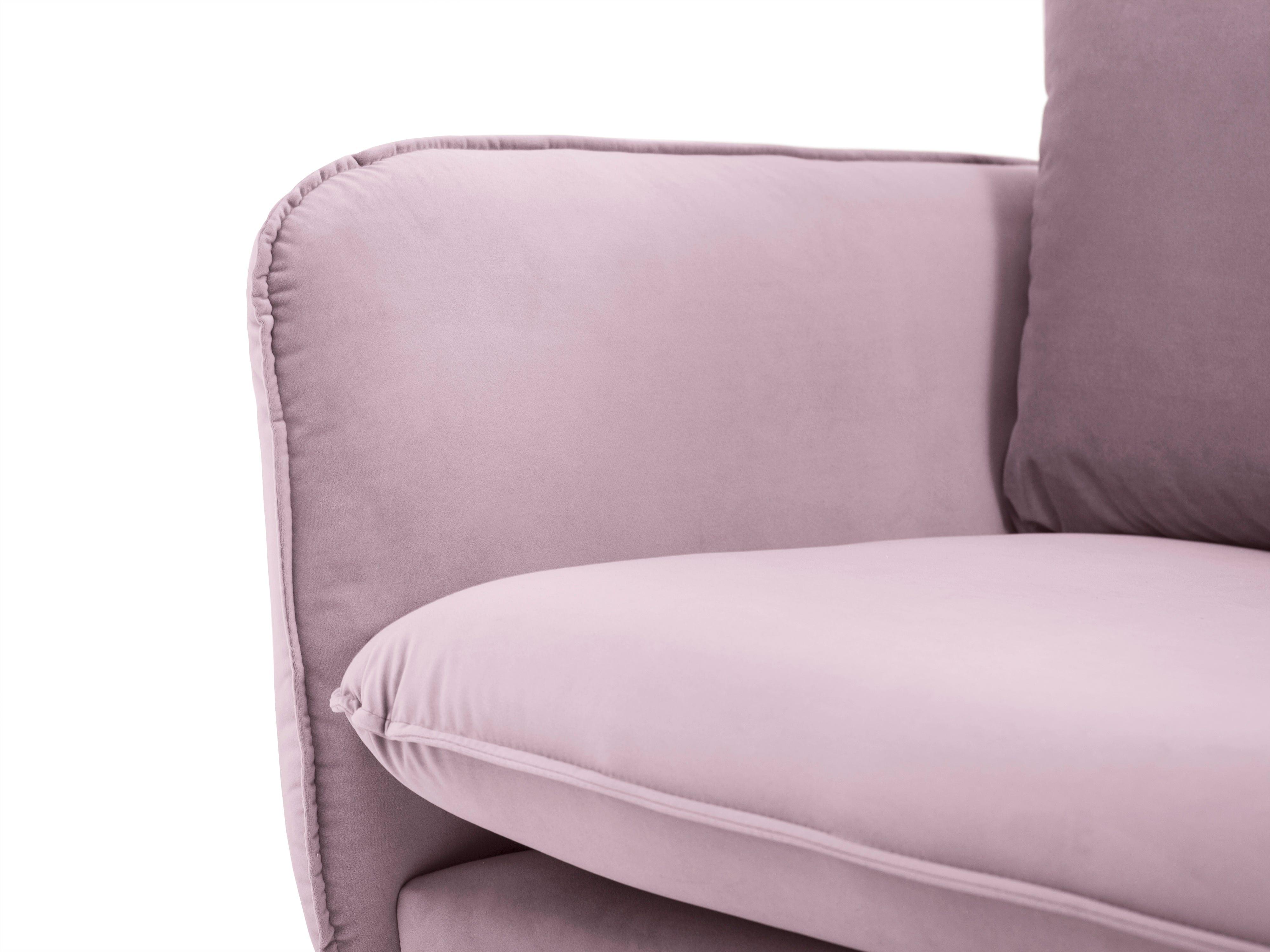 Velvet 2-seater sofa VIENNA powder pink with gold base - Eye on Design