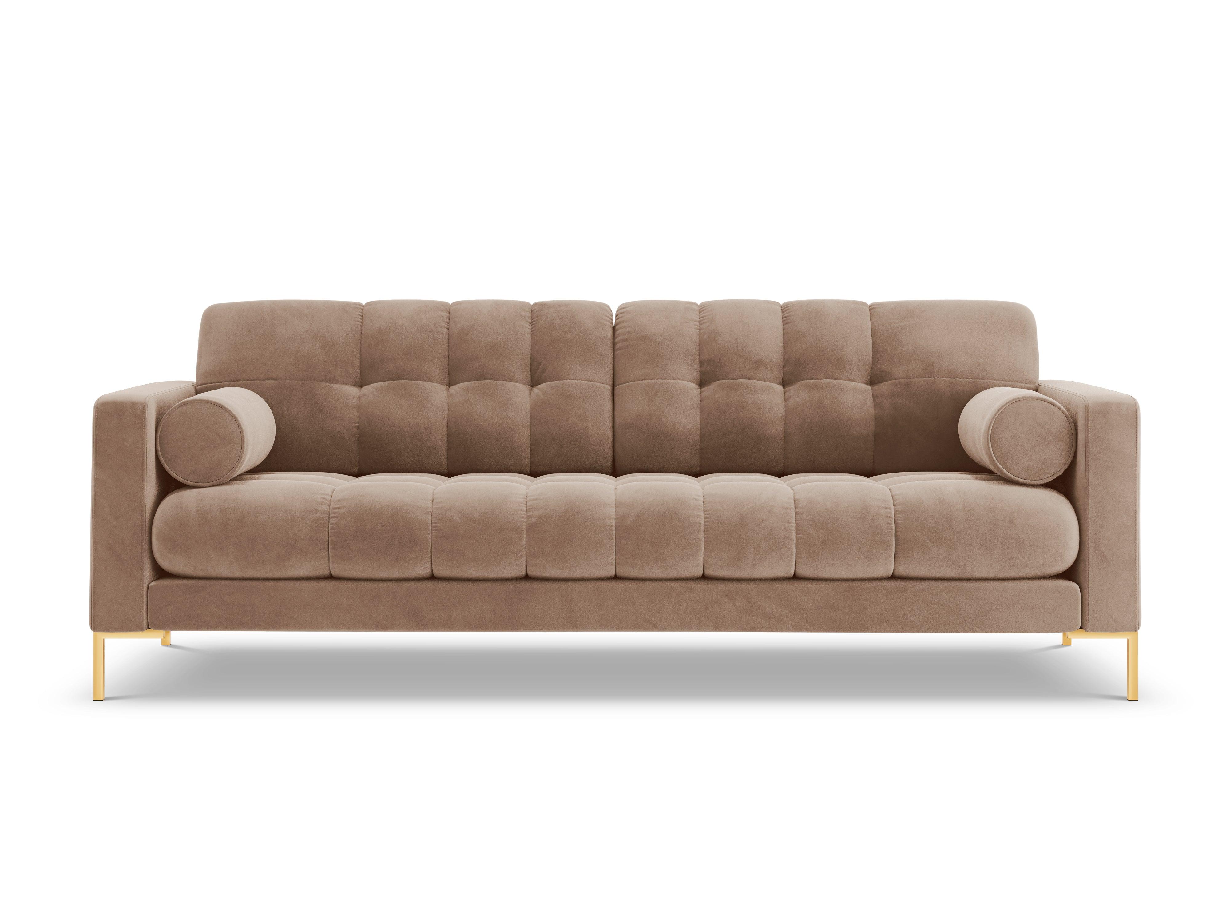 Velvet 3-seater sofa BALI beige with gold base - Eye on Design