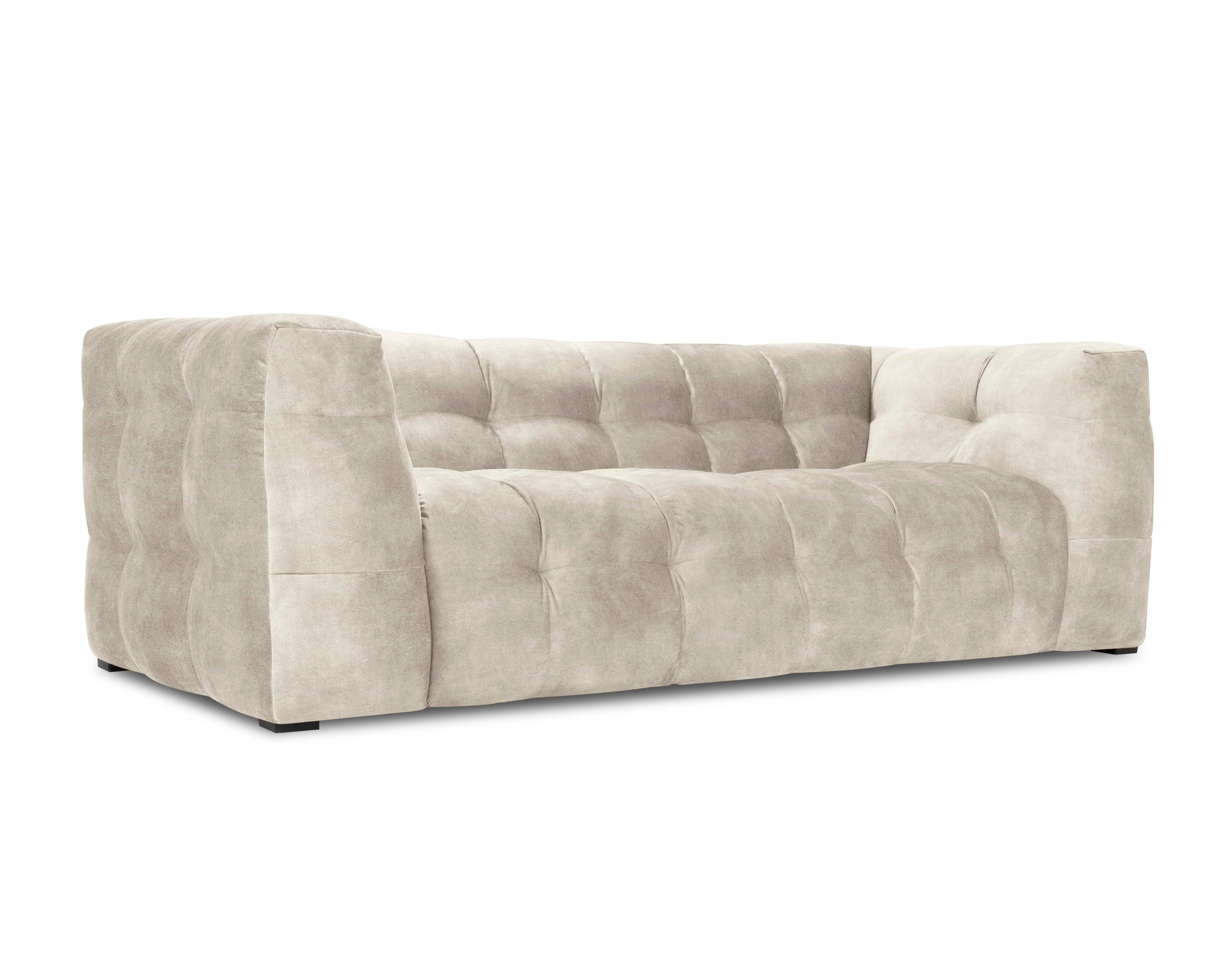 Velvet 3-seater sofa VESTA beige - Eye on Design