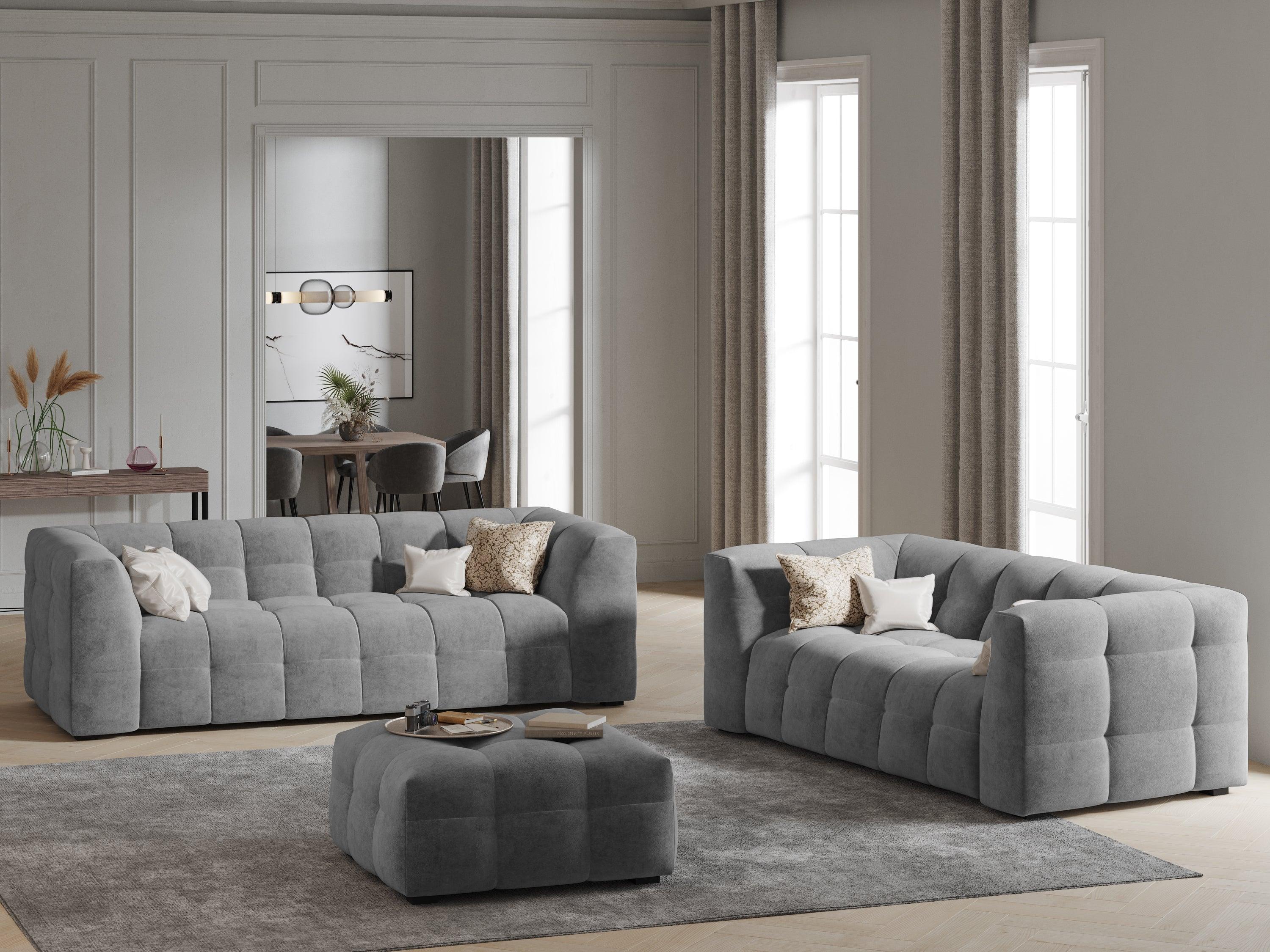 Velvet 3-seater sofa VESTA grey - Eye on Design