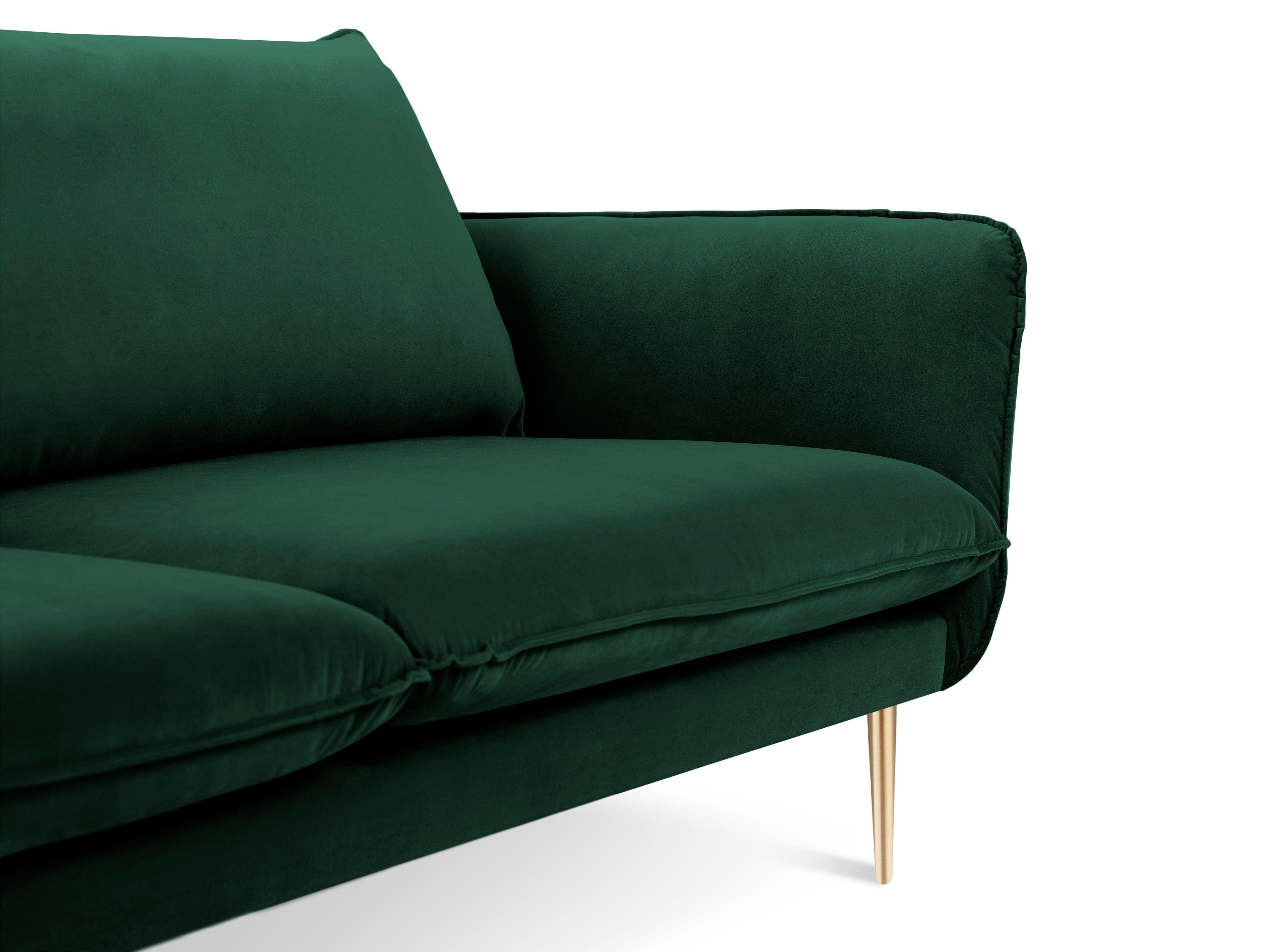 Velvet 4-seater sofa VIENNA green with gold base - Eye on Design