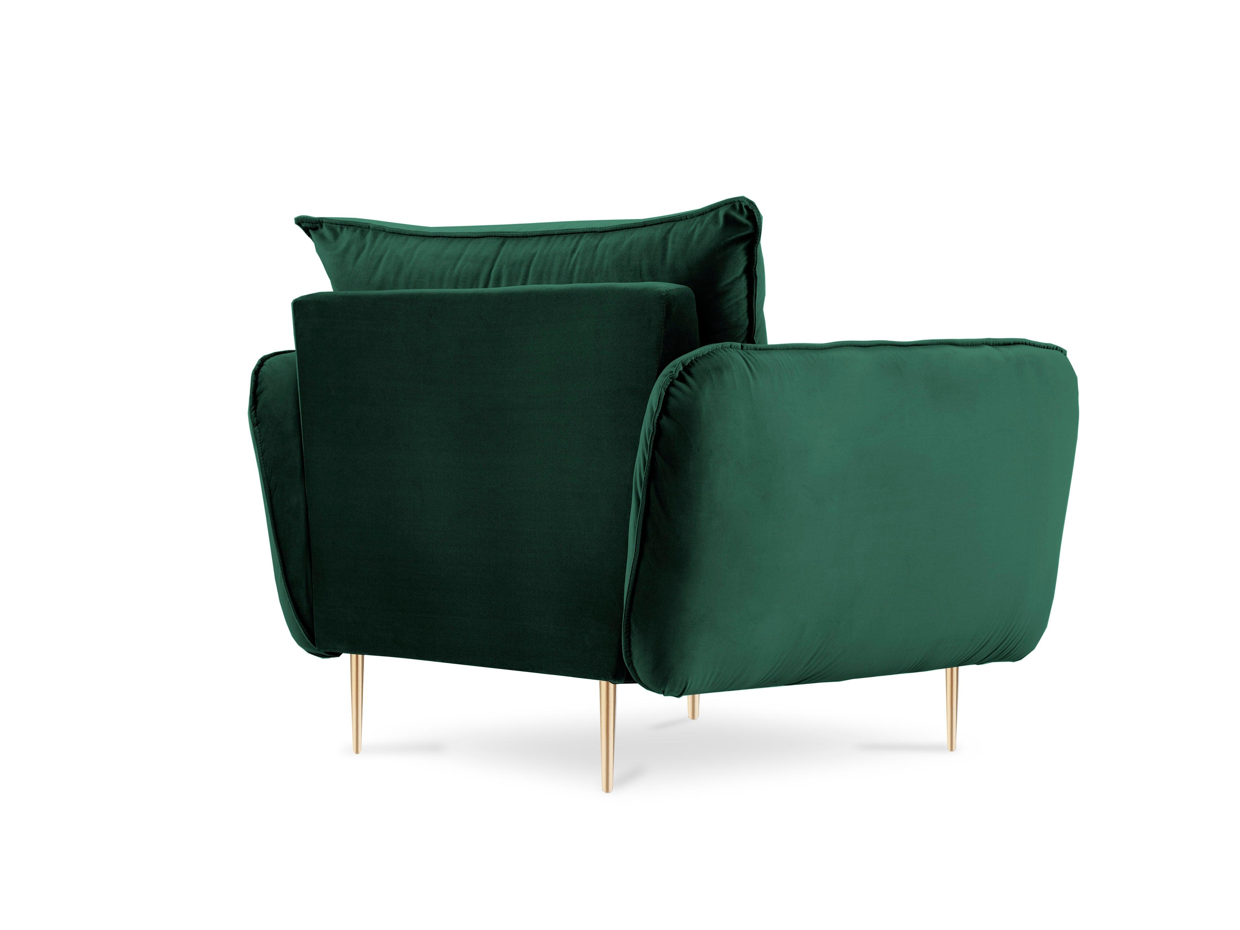 Velvet armchair VIENNA green with gold base - Eye on Design