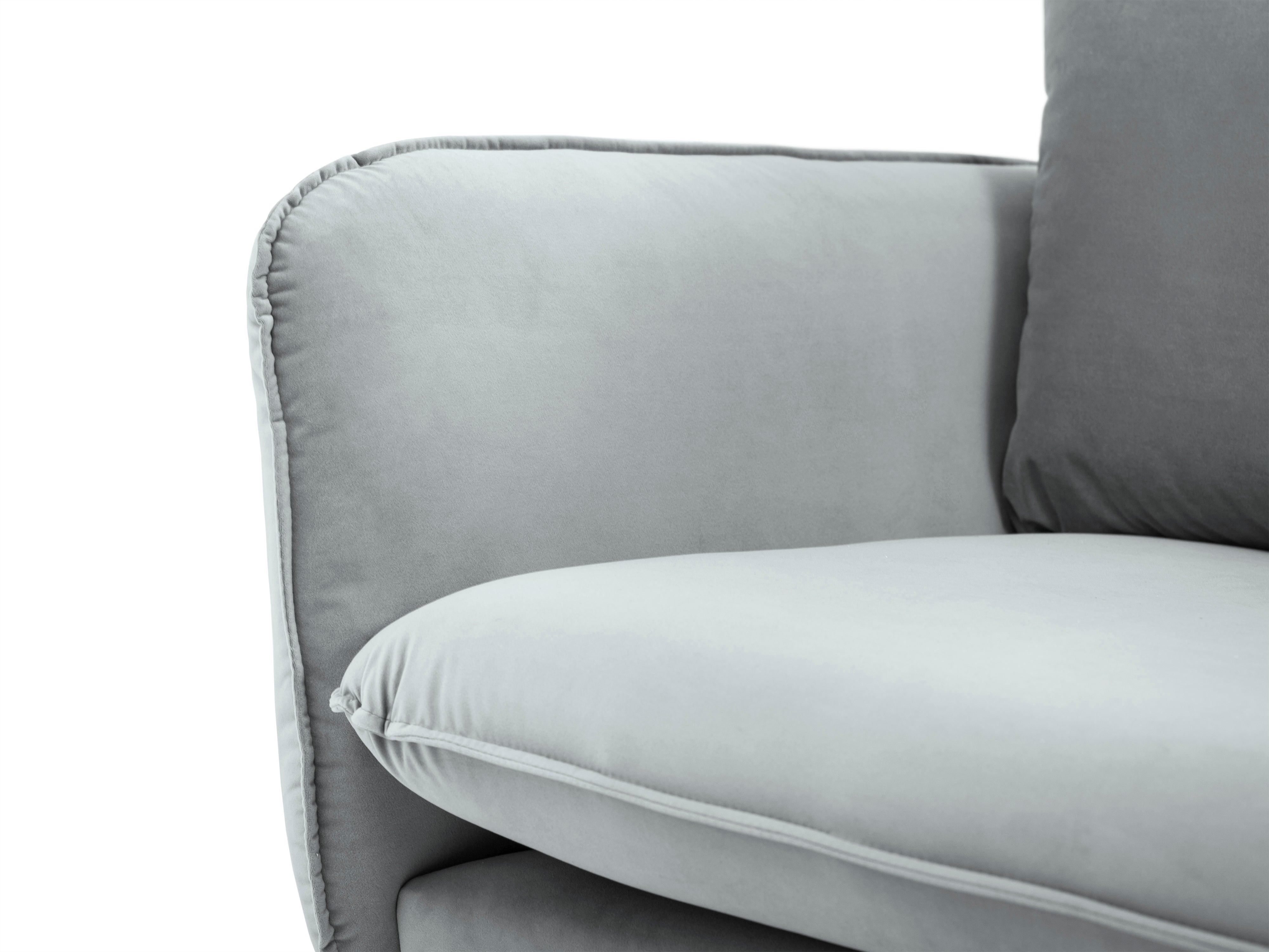 Velvet armchair VIENNA light grey with gold base - Eye on Design