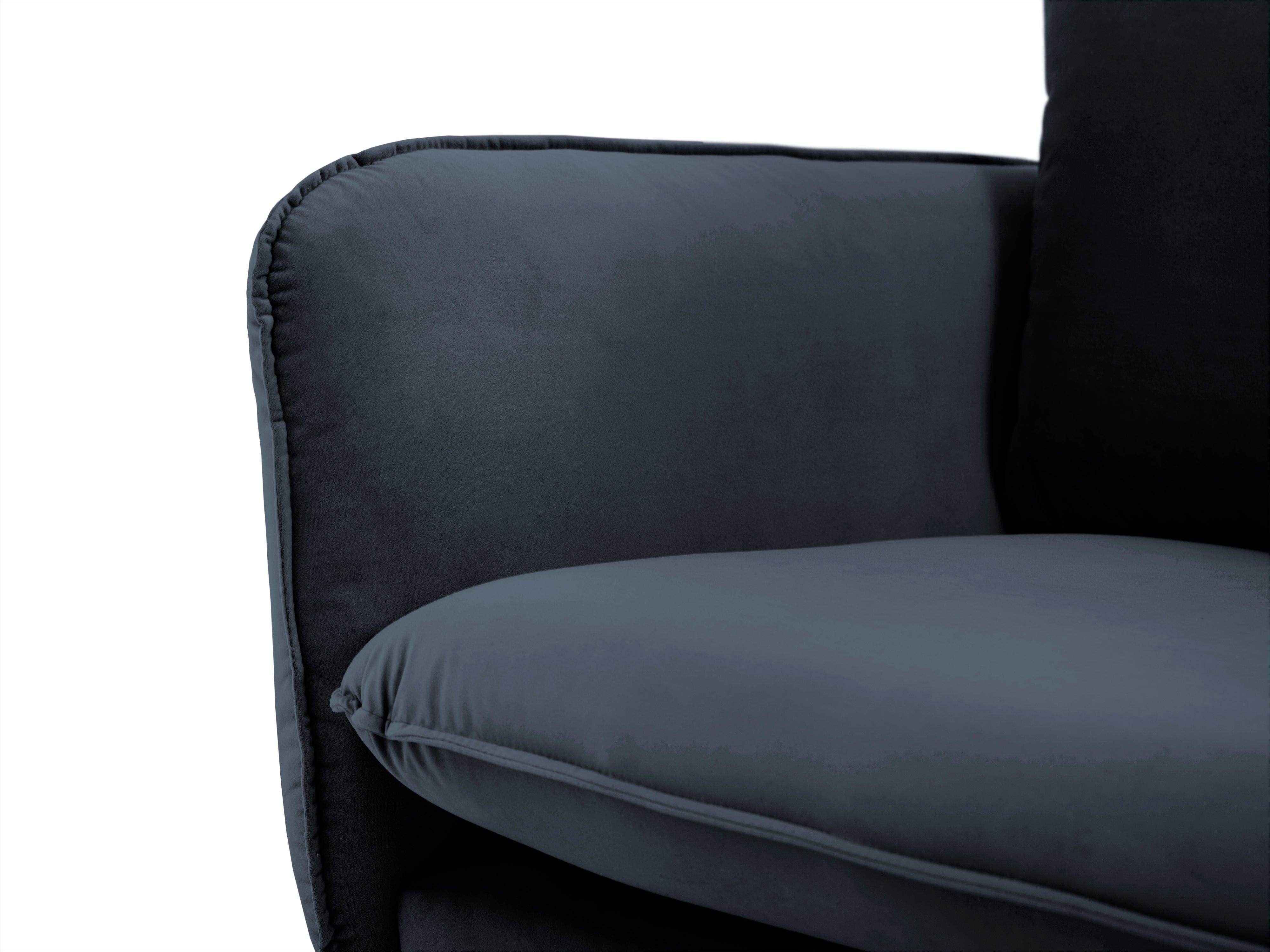 Velvet armchair VIENNA navy blue with black base - Eye on Design