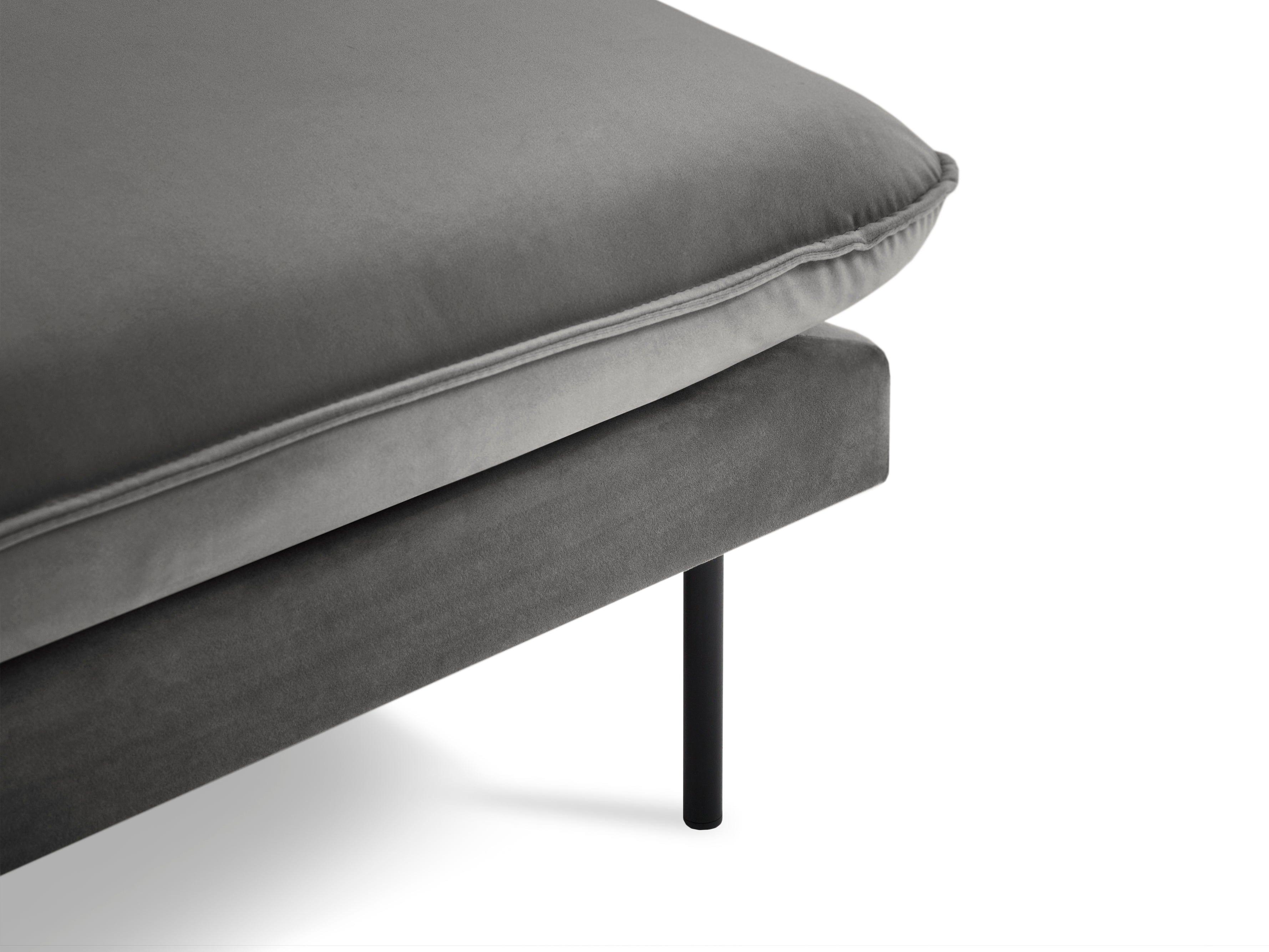 Velvet chaise longue left VIENNA dark grey with black base - Eye on Design