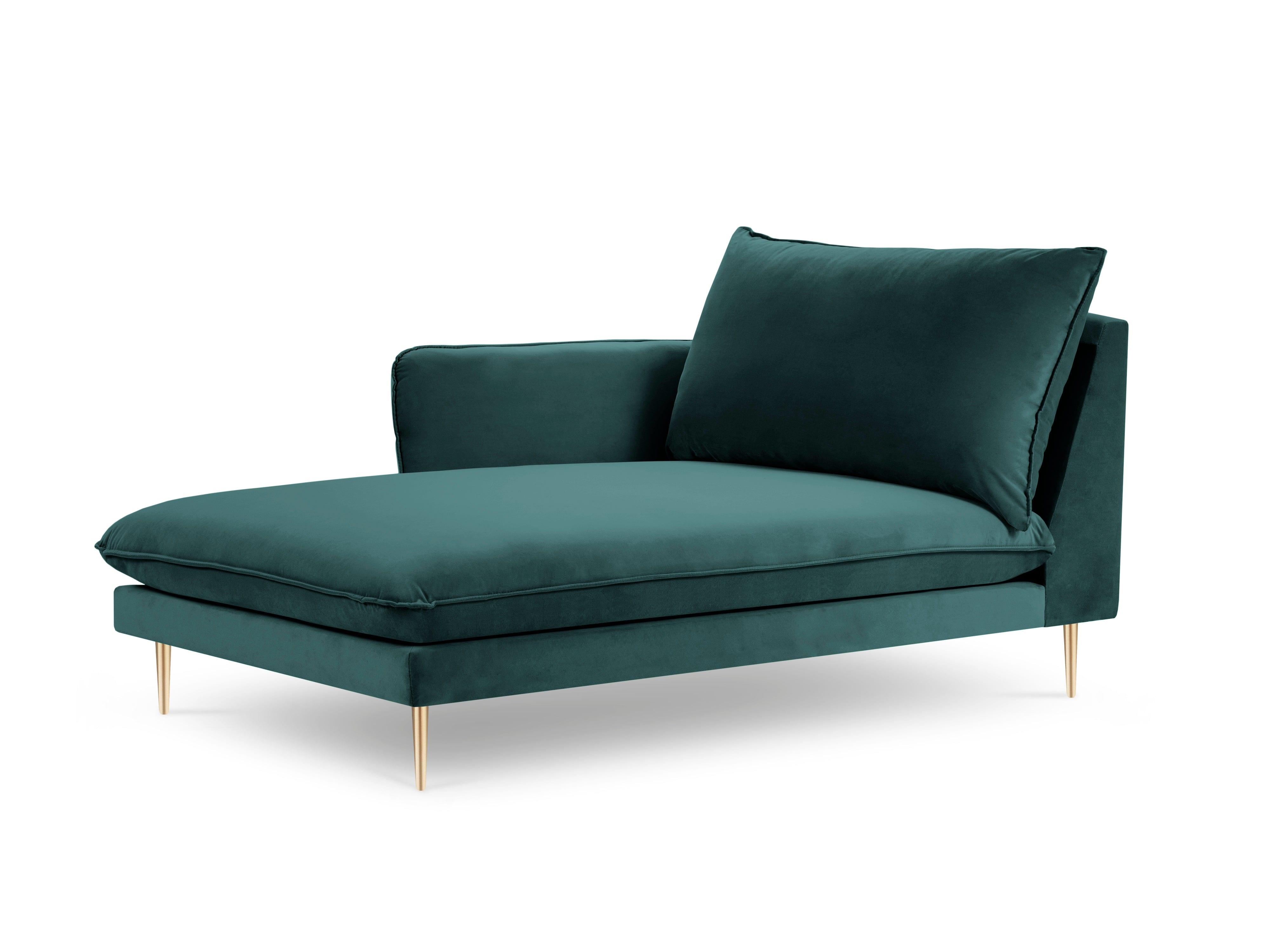 Velvet chaise longue left VIENNA marine with gold base - Eye on Design