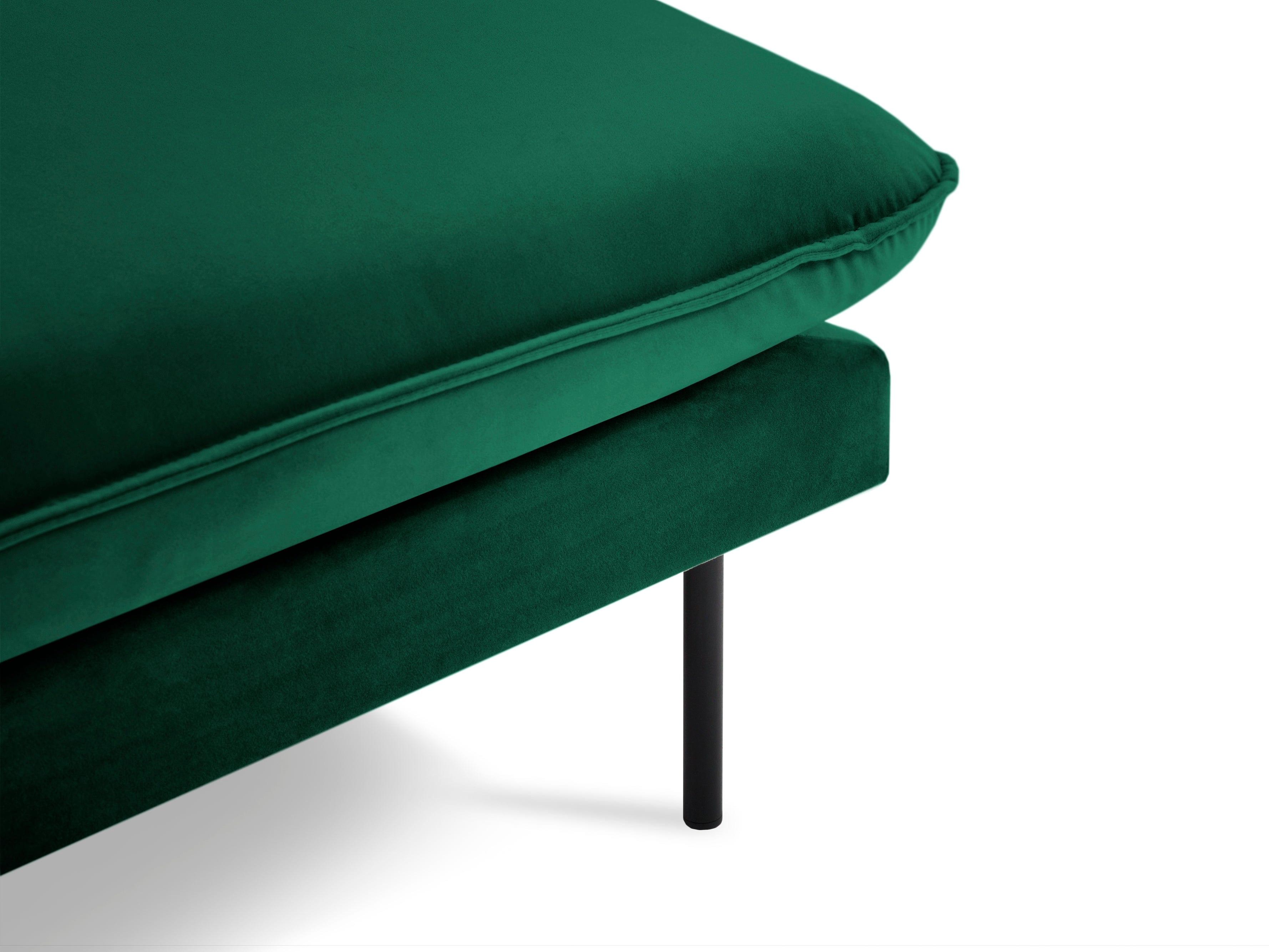 Velvet chaise longue right VIENNA green with black base - Eye on Design