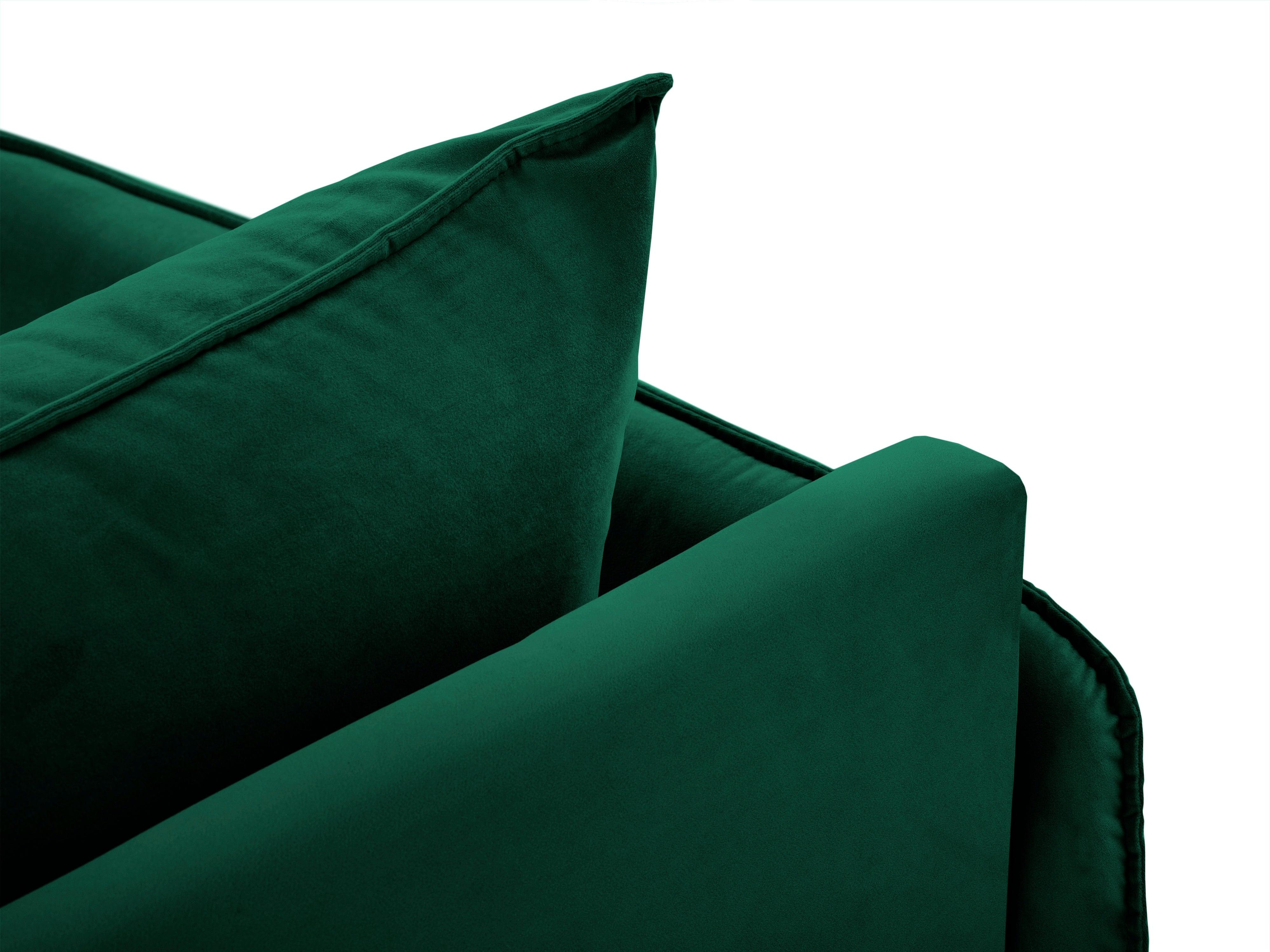 Velvet chaise longue right VIENNA green with black base - Eye on Design