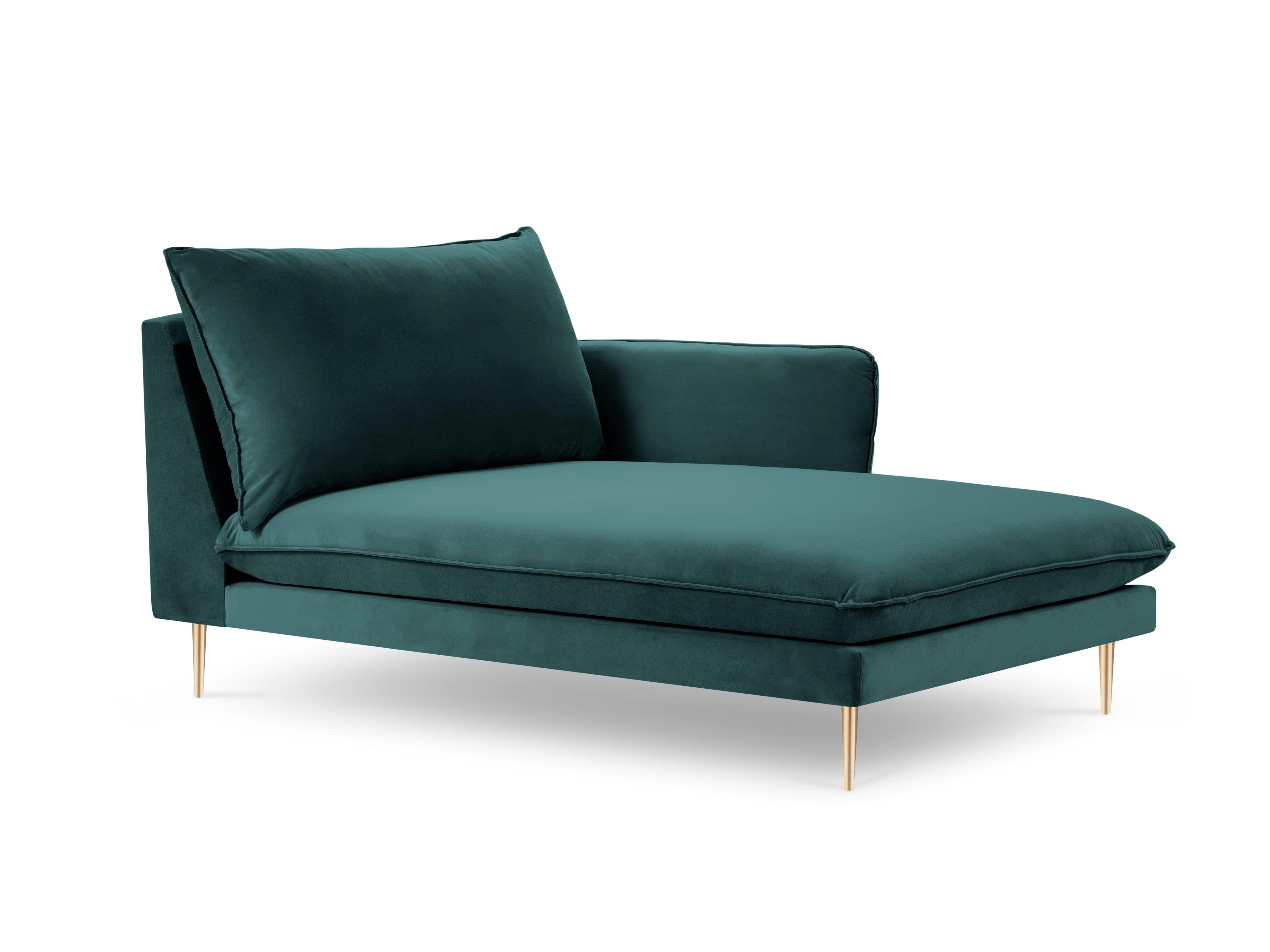 Velvet chaise longue right VIENNA marine with gold base - Eye on Design