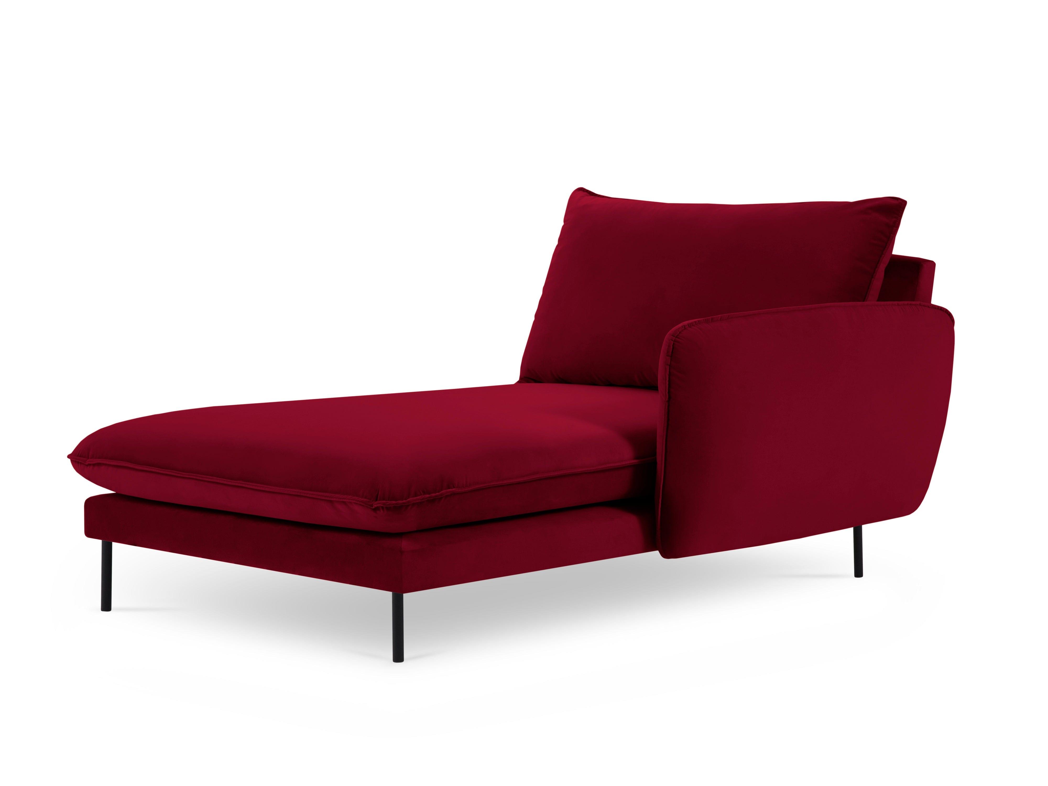 Velvet chaise longue right VIENNA maroon with black base - Eye on Design