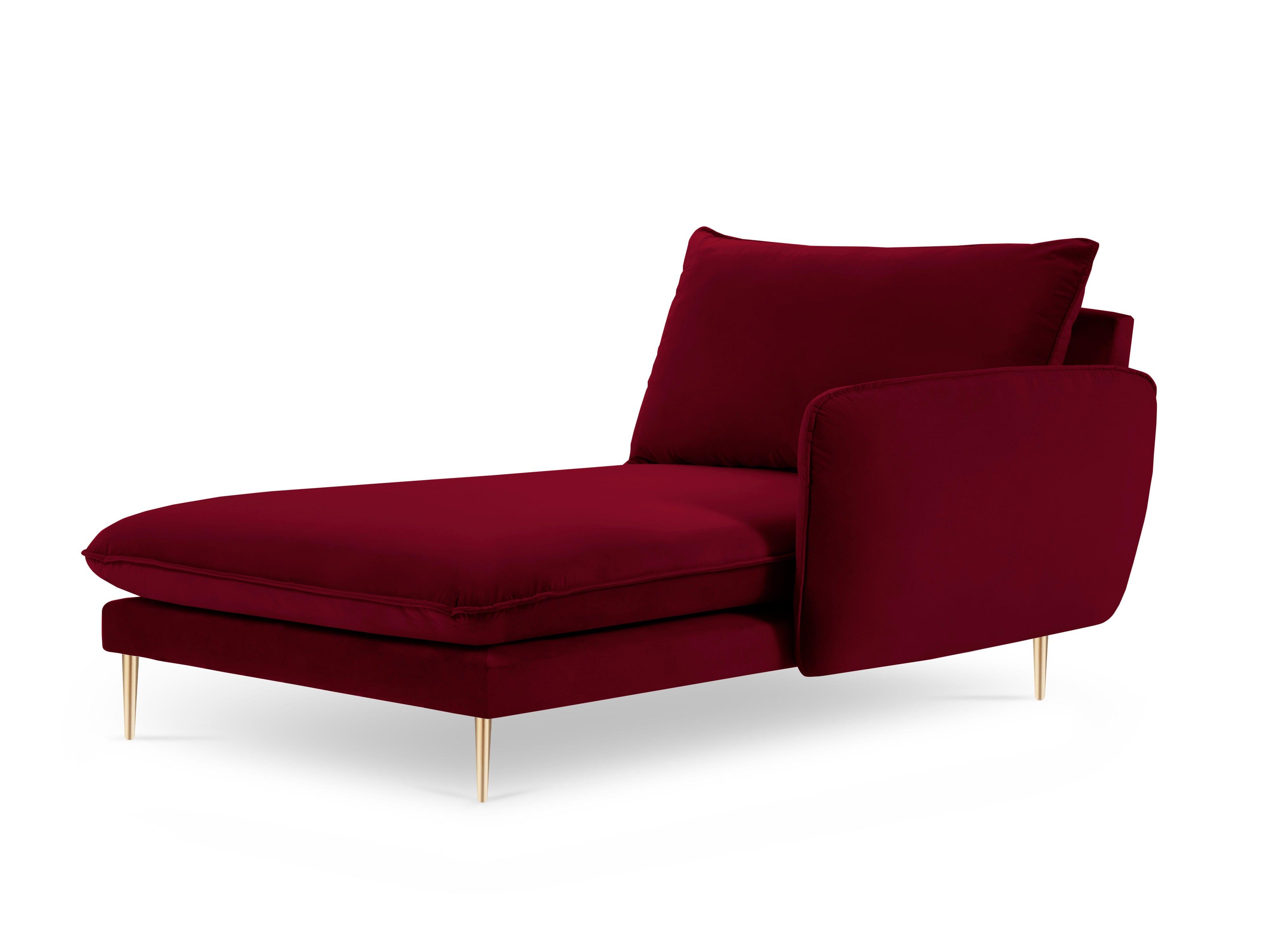 Velvet chaise longue right VIENNA maroon with gold base - Eye on Design