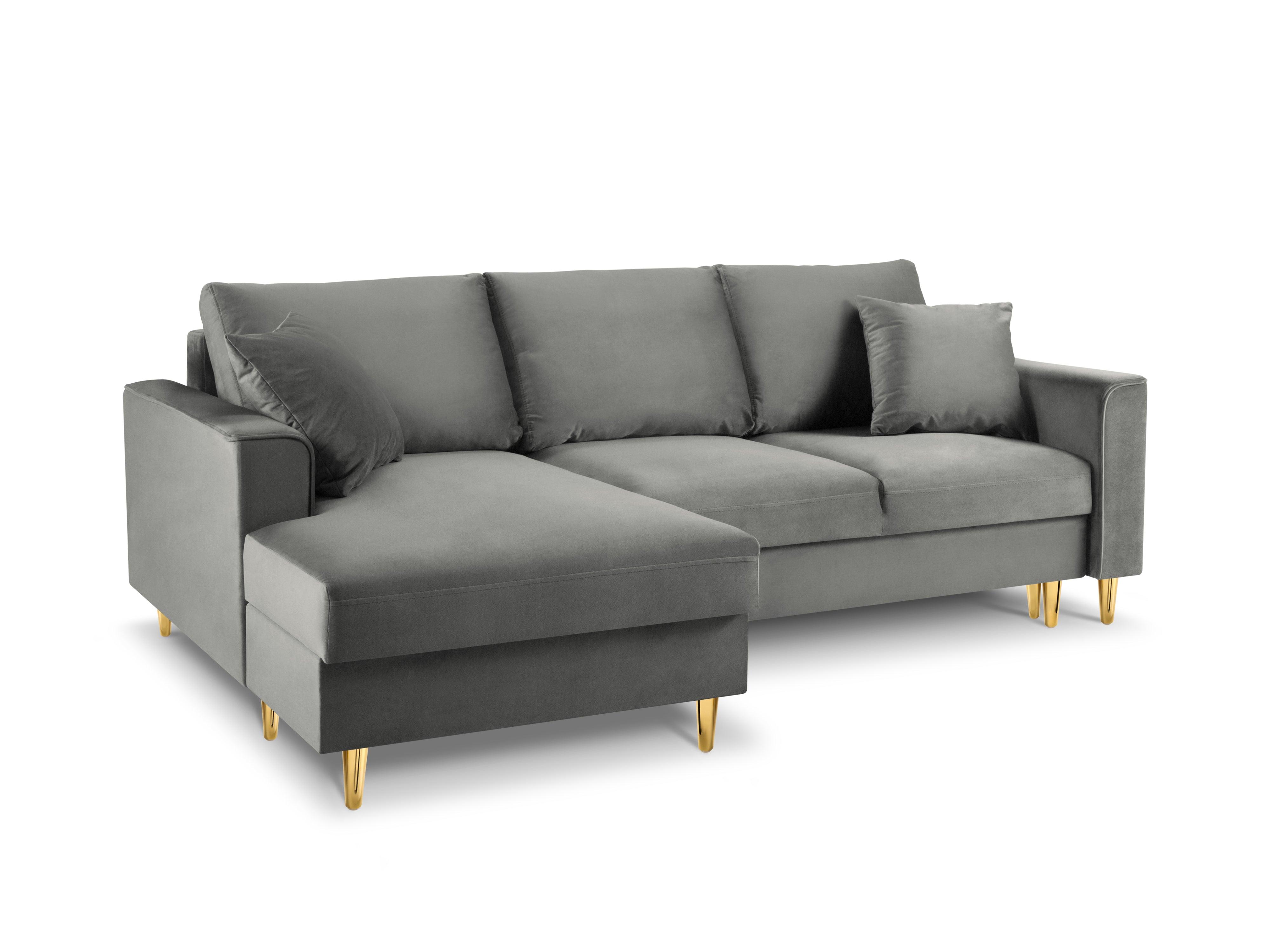 Velvet Left Corner Sofa With Bed Function And Box, "Cartadera", 4 Seats, 225x147x90
Made in Europe, Mazzini Sofas, Eye on Design