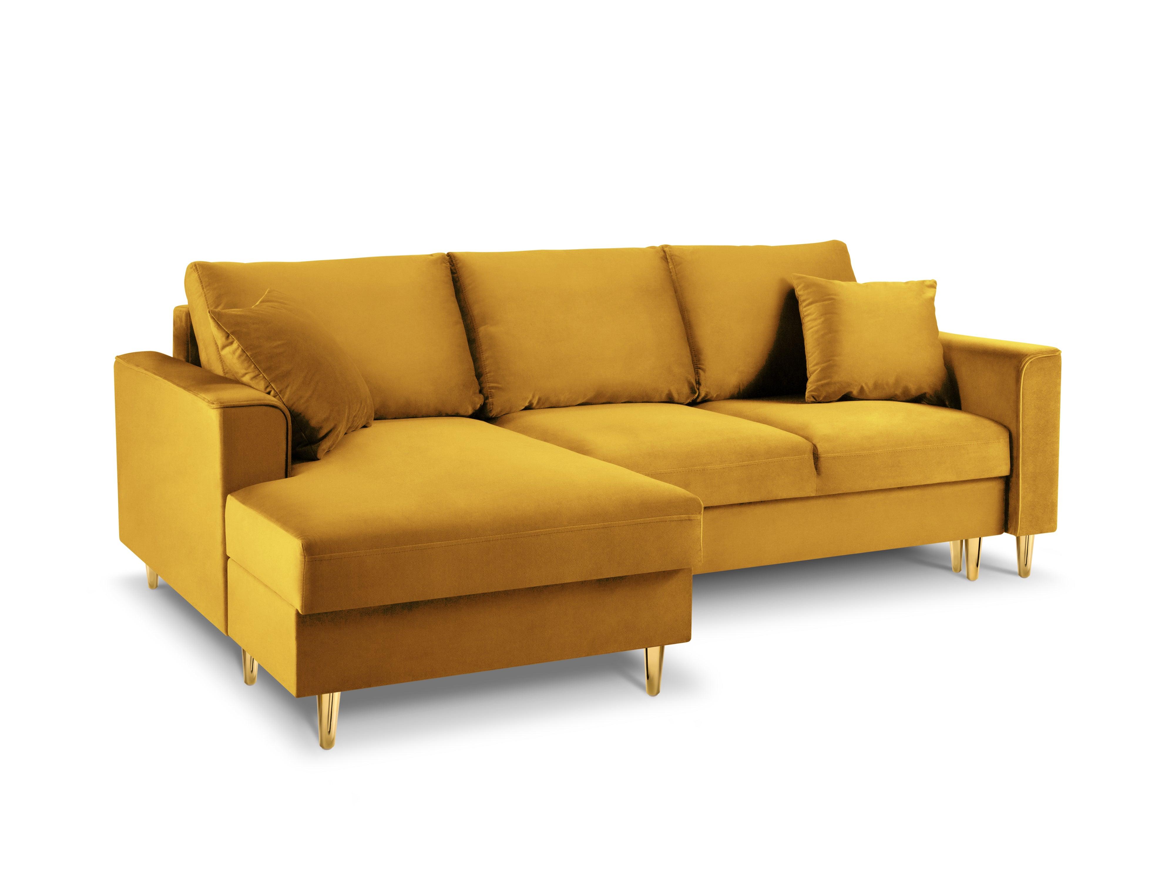 Velvet Left Corner Sofa With Bed Function And Box, "Cartadera", 4 Seats, 225x147x90
Made in Europe, Mazzini Sofas, Eye on Design